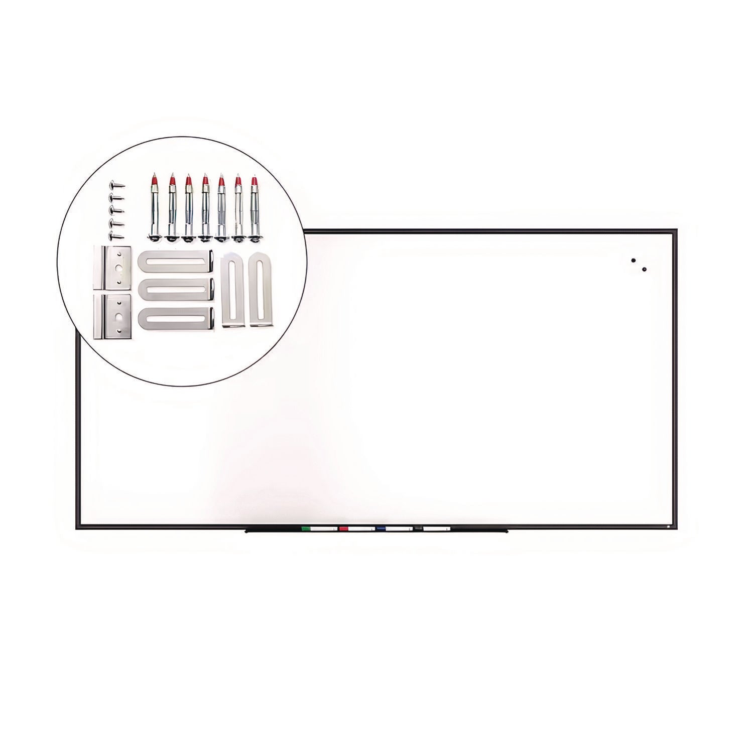 TRU RED™ Magnetic Steel Dry Erase Board, 48" x 96", White Surface, Black Aluminum Frame