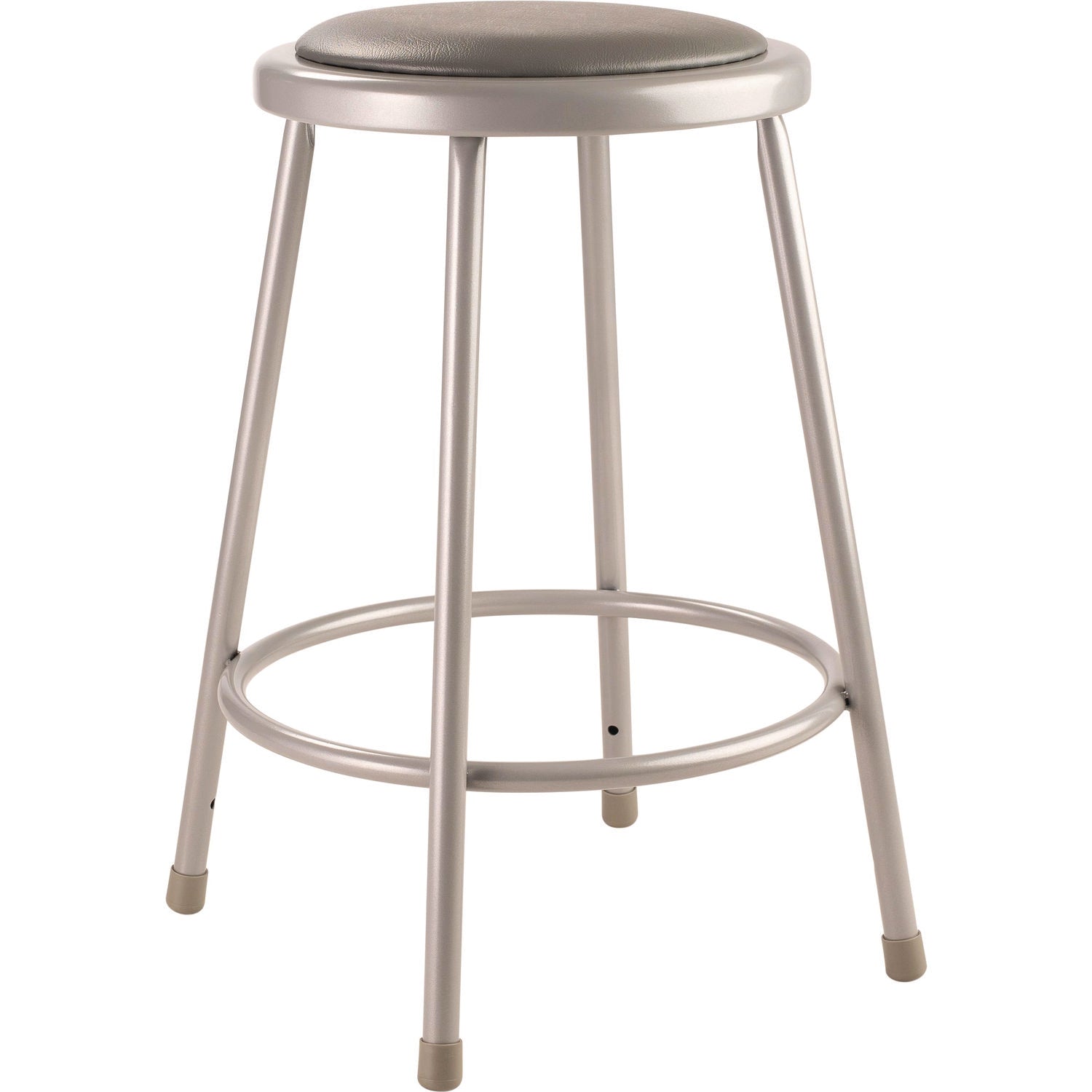 NPS® 6400 Series Fixed Height Heavy Duty Vinyl Padded Steel Stool, Backless, Supports 500 lb, 24" Seat Height, Gray Seat/Base