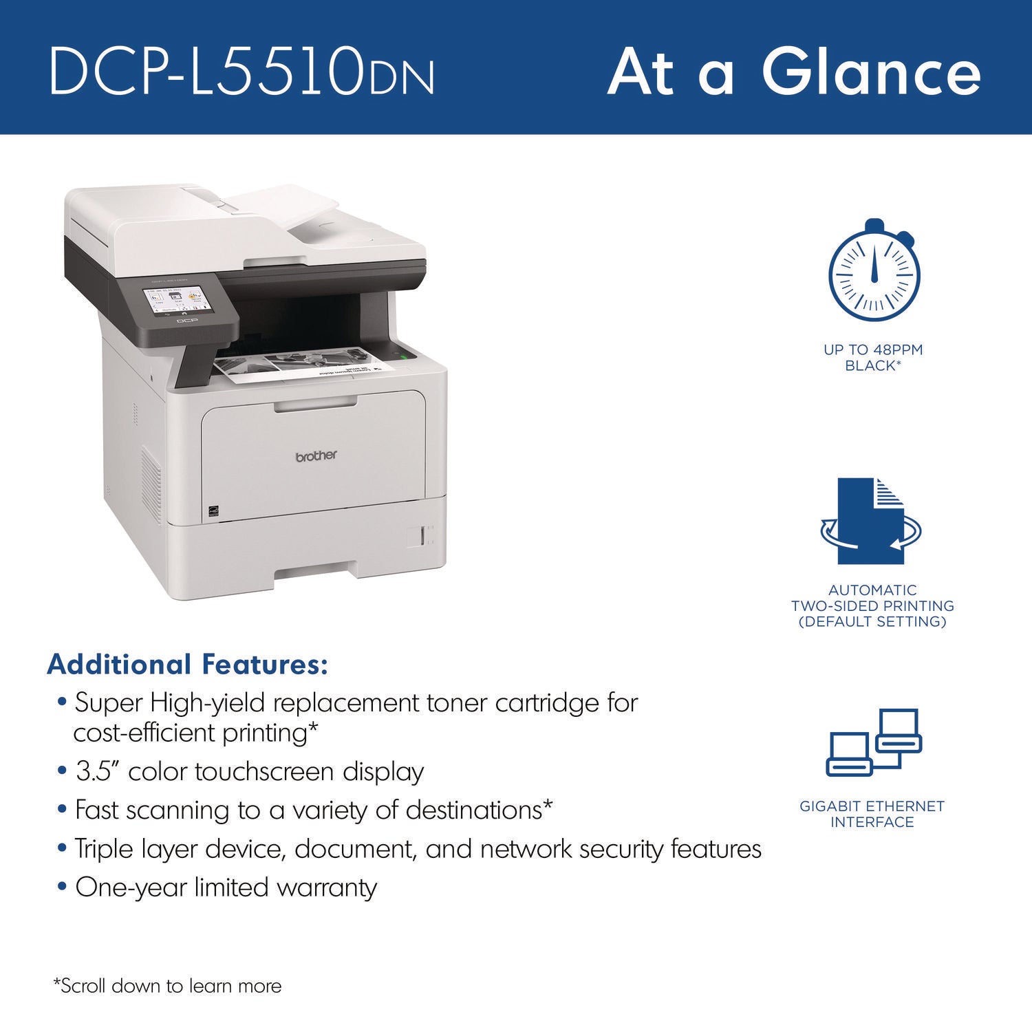 Brother DCP-L5510DN Business Laser AIO Printer, Copy, Print, Scan
