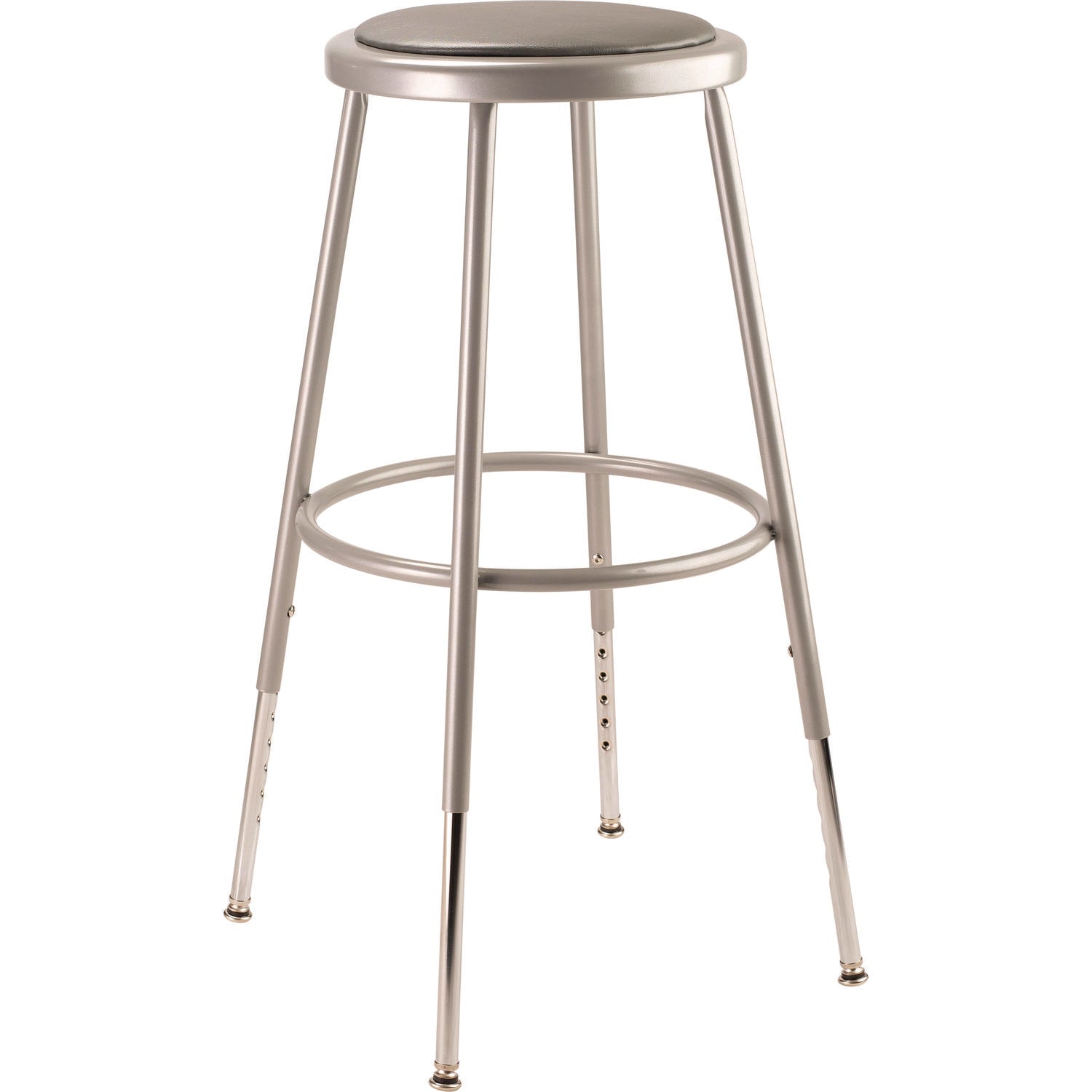 NPS® 6400 Series Height Adjustable Heavy Duty Vinyl Padded Steel Stool, Supports 500 lb, 25" to 33" Seat Height, Gray Seat/Base