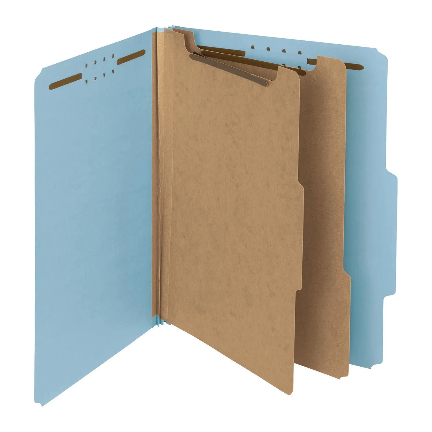 Smead Recycled Pressboard Classification Folders, 2" Expansion, 2 Dividers, 4 Fasteners, Letter Size, Blue Exterior, 10/Box Smead Flipcost