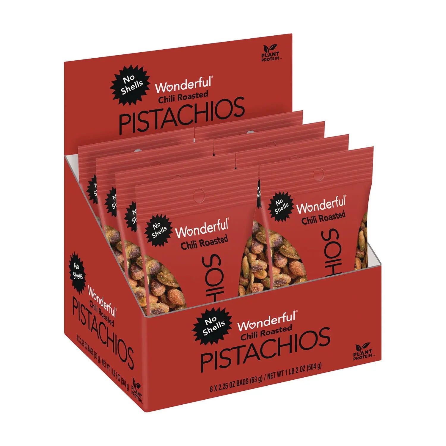Wonderful® No Shells, Chili Roasted Pistachios, 2.25 oz Packet, 8 Packets/Box, 3 Boxes/Carton Wonderful® Flipcost