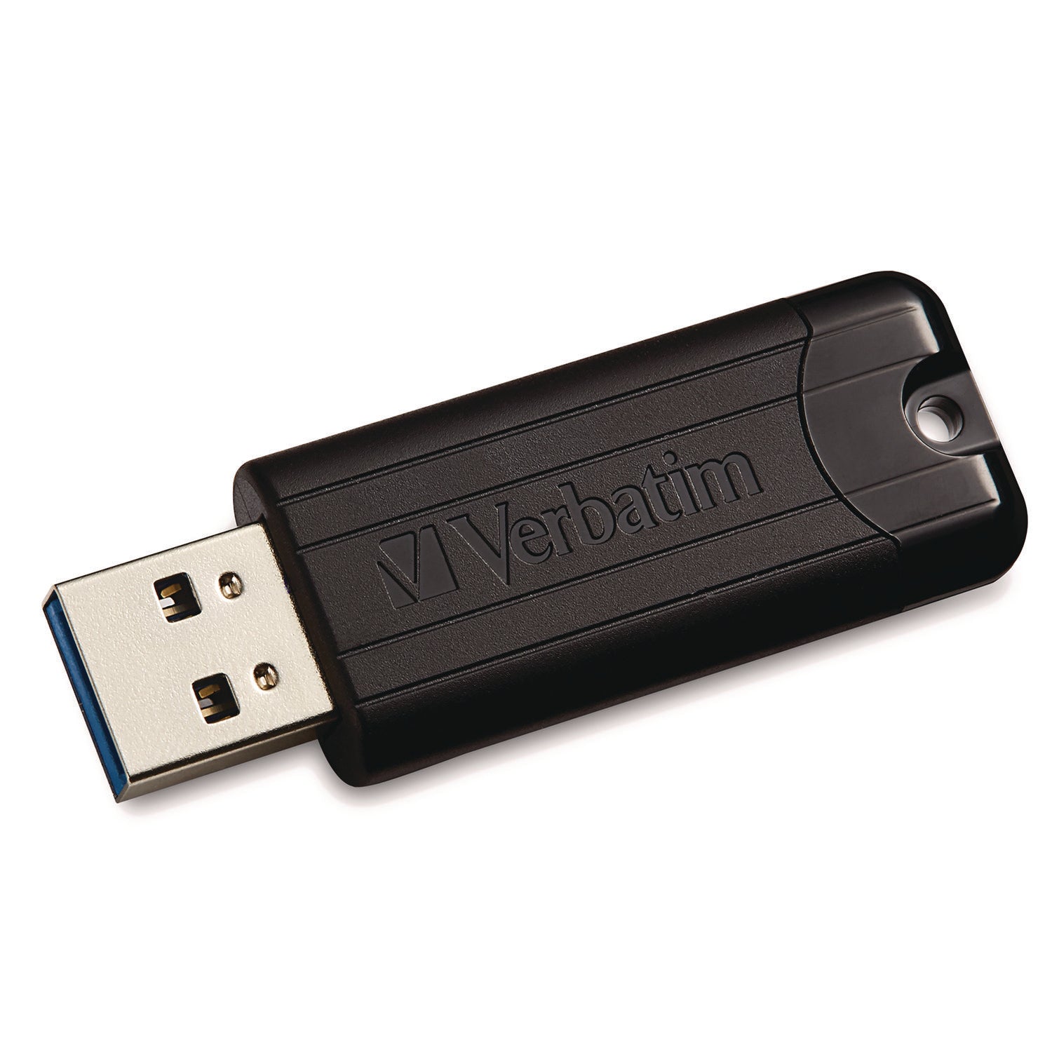Verbatim® PinStripe USB 3.2 Flash Drive, 128 GB, Black
