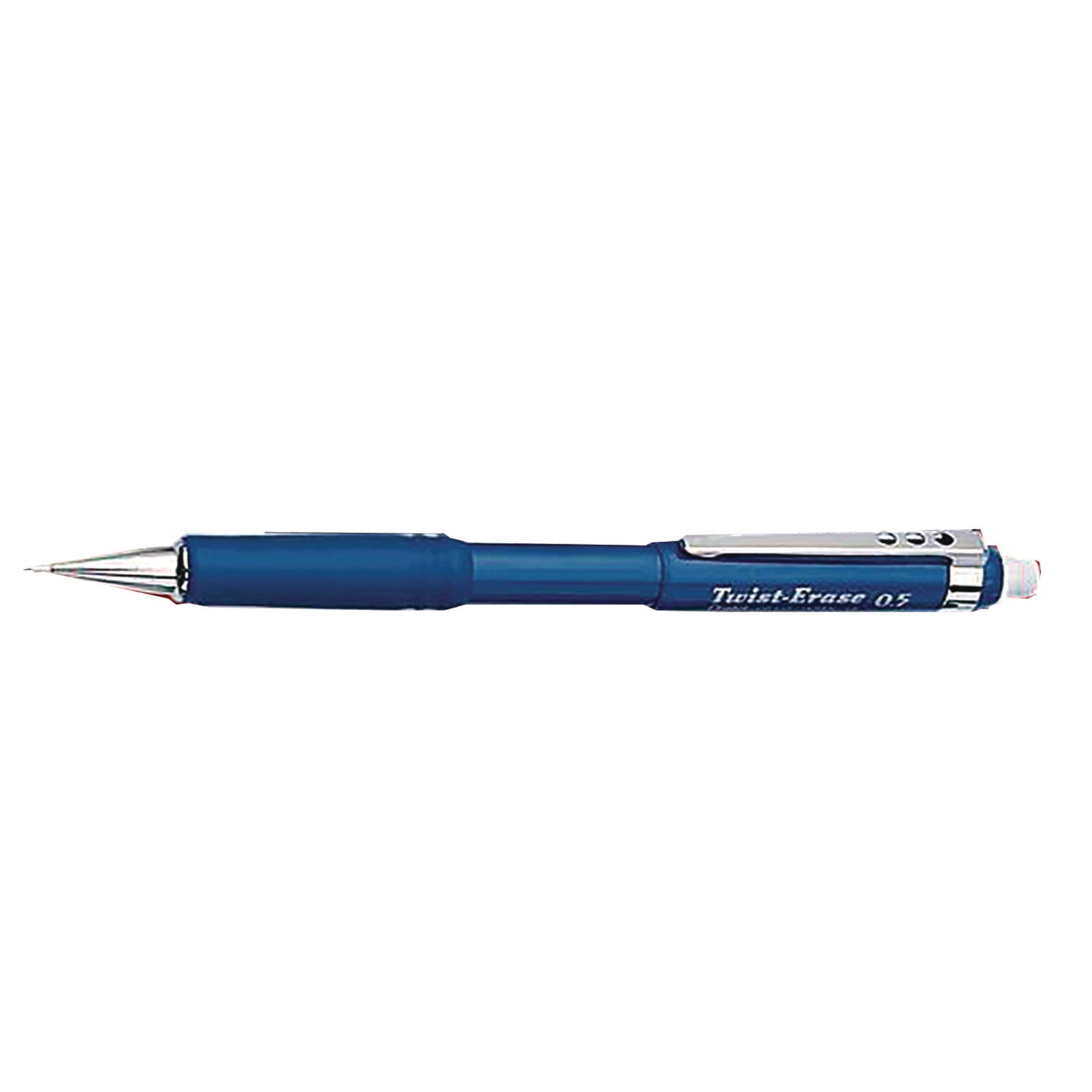 Pentel® Twist-Erase III Mechanical Pencil, 0.5 mm, HB (#2), Black Lead, Black/Blue Barrel, 2/Pack