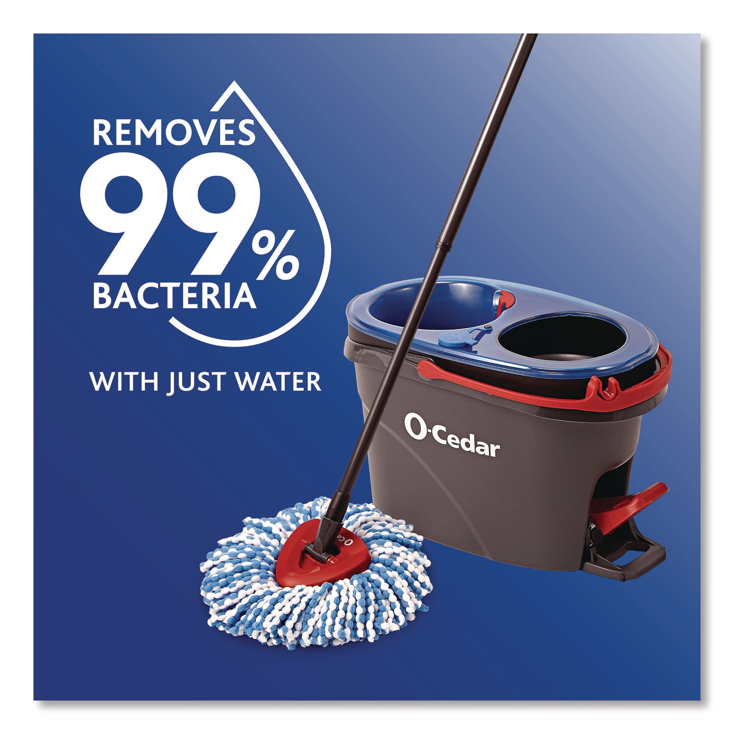 O-Cedar® Rinse Clean Refill, Microfiber, Custom Size for Rinse Clean Mop System, Blue/White, 2/Pack, 6 Packs/Carton