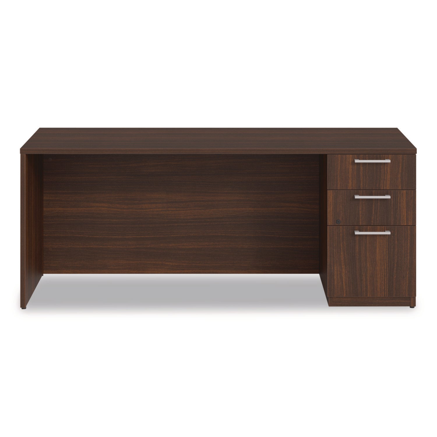 Alera® Alera Seville Series Credenza with Pedestal, Right Pedestal, 72w x 24d x 29h, Mahogany