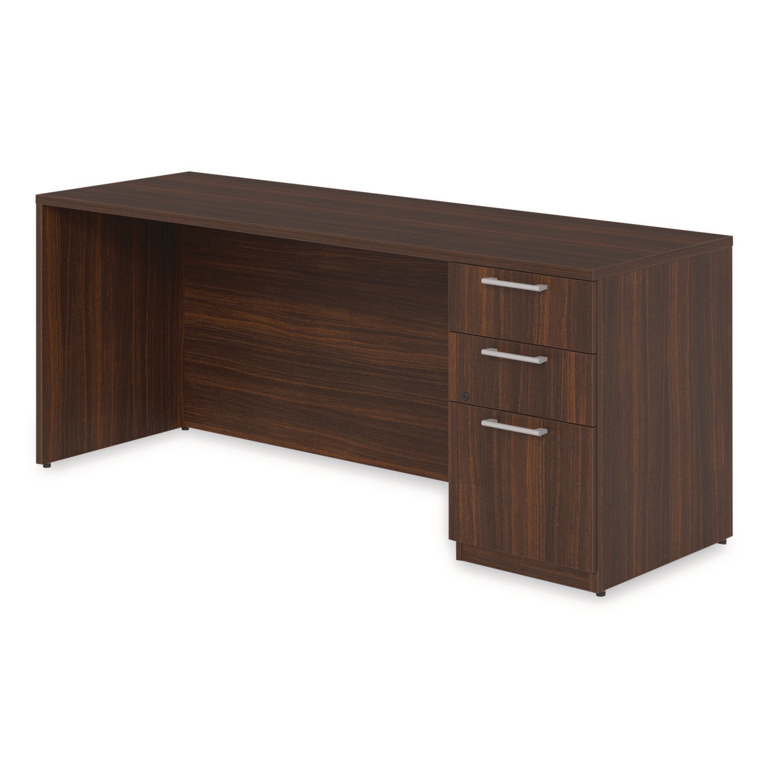 Alera® Alera Seville Series Credenza with Pedestal, Right Pedestal, 72w x 24d x 29h, Mahogany