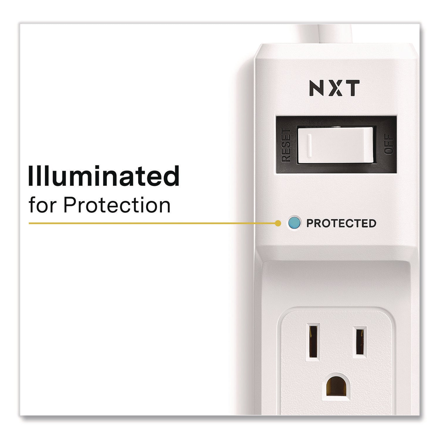 NXT Technologies™ 6-Outlet Surge Protector, 6 AC Outlets, 12 ft Cord, 900 J, White