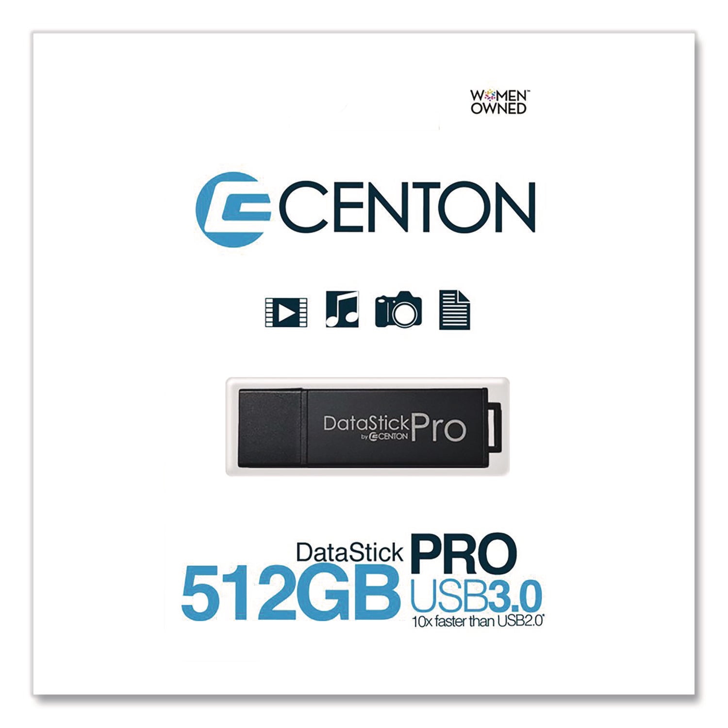 Centon DataStick Pro USB 3.2 Type A Flash Drive, 512 GB, Black