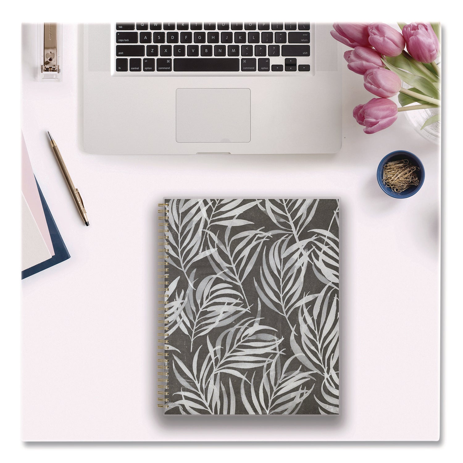 Blue Sky® Dark Gray Gale Lesson Planner, Weekly: Up to Nine Periods per Day, Monthly: Two-Page Spreads, 11 x 8.5, Gray/Mint Green Cover