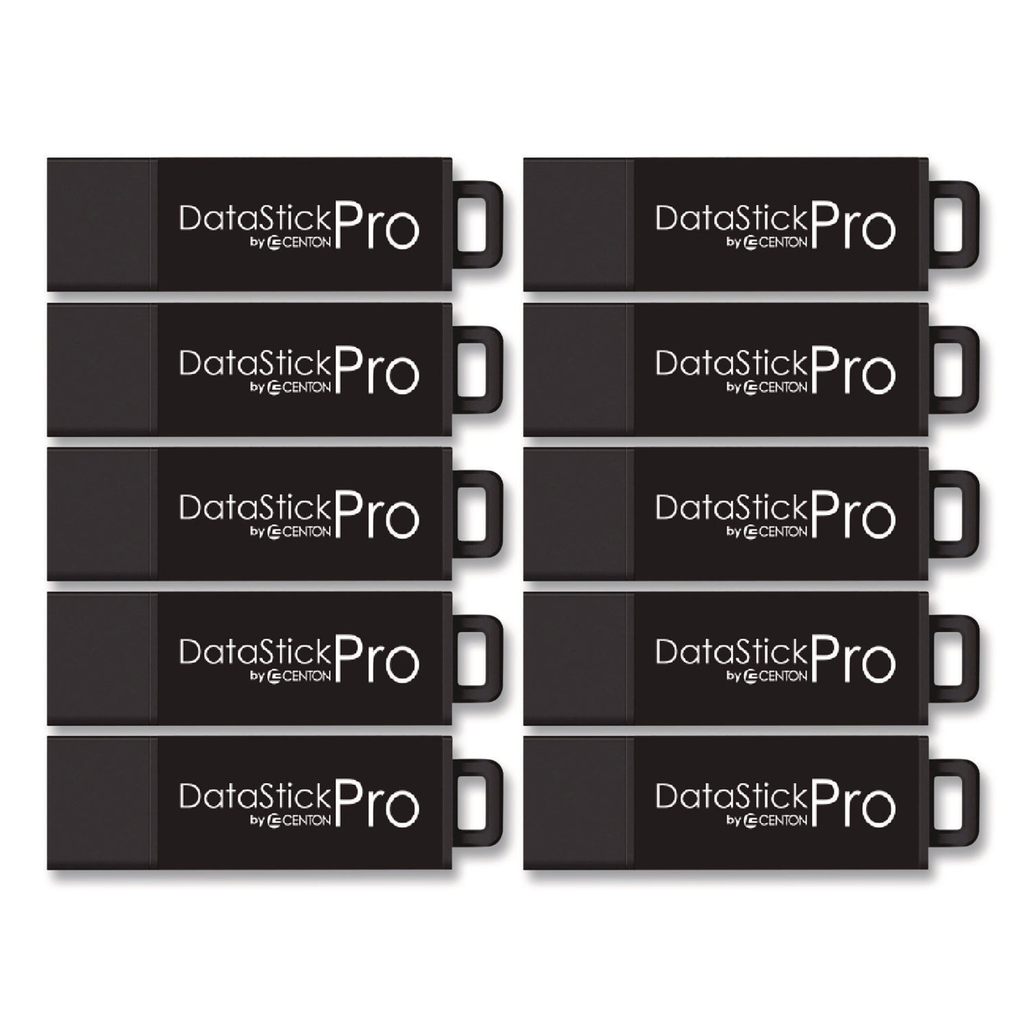 Centon DataStick Pro USB 3.2 Type A Flash Drive, 128 GB, Black, 10/Pack