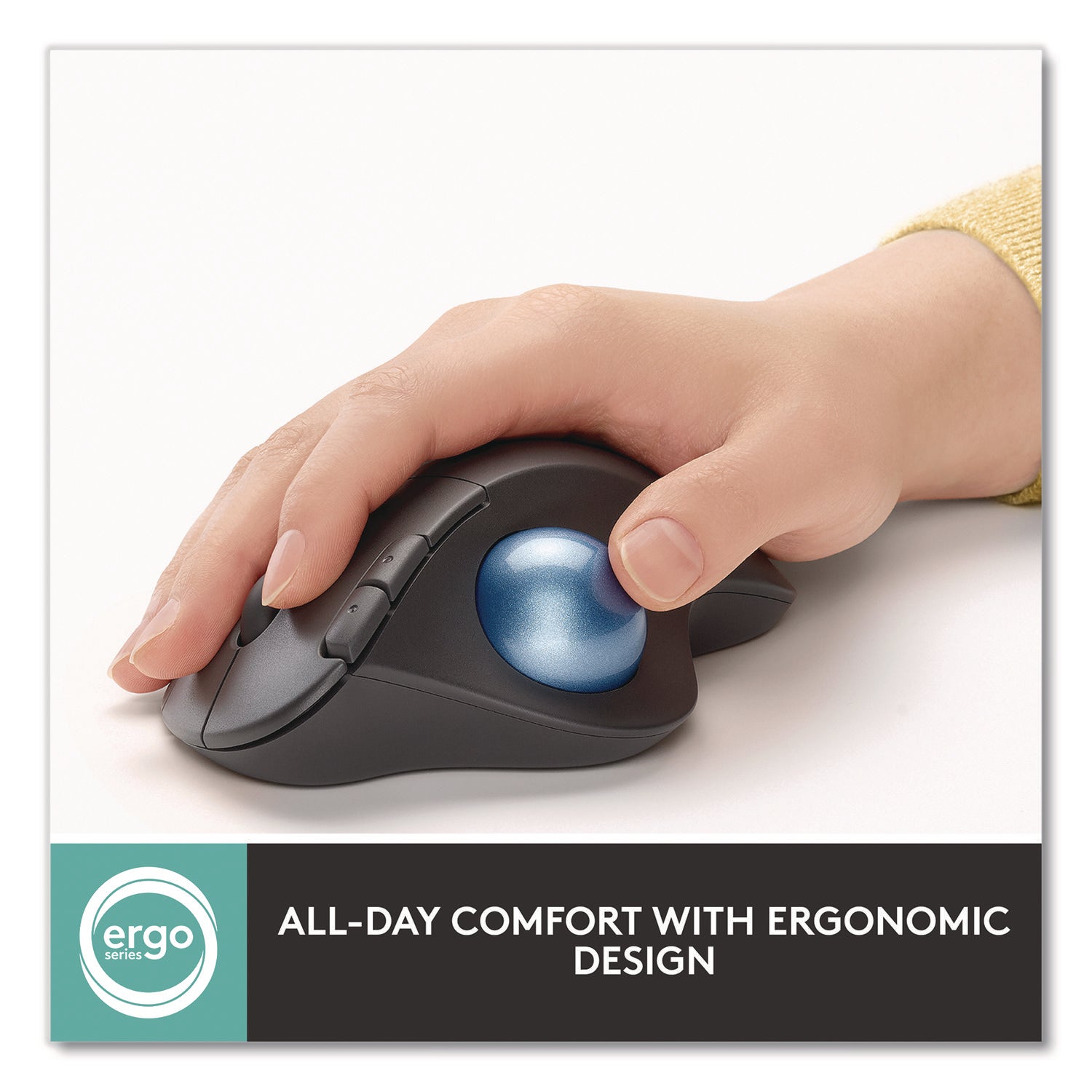 Logitech® Ergo M575 Trackball, Black, 33 ft, Right Hand Use, Black