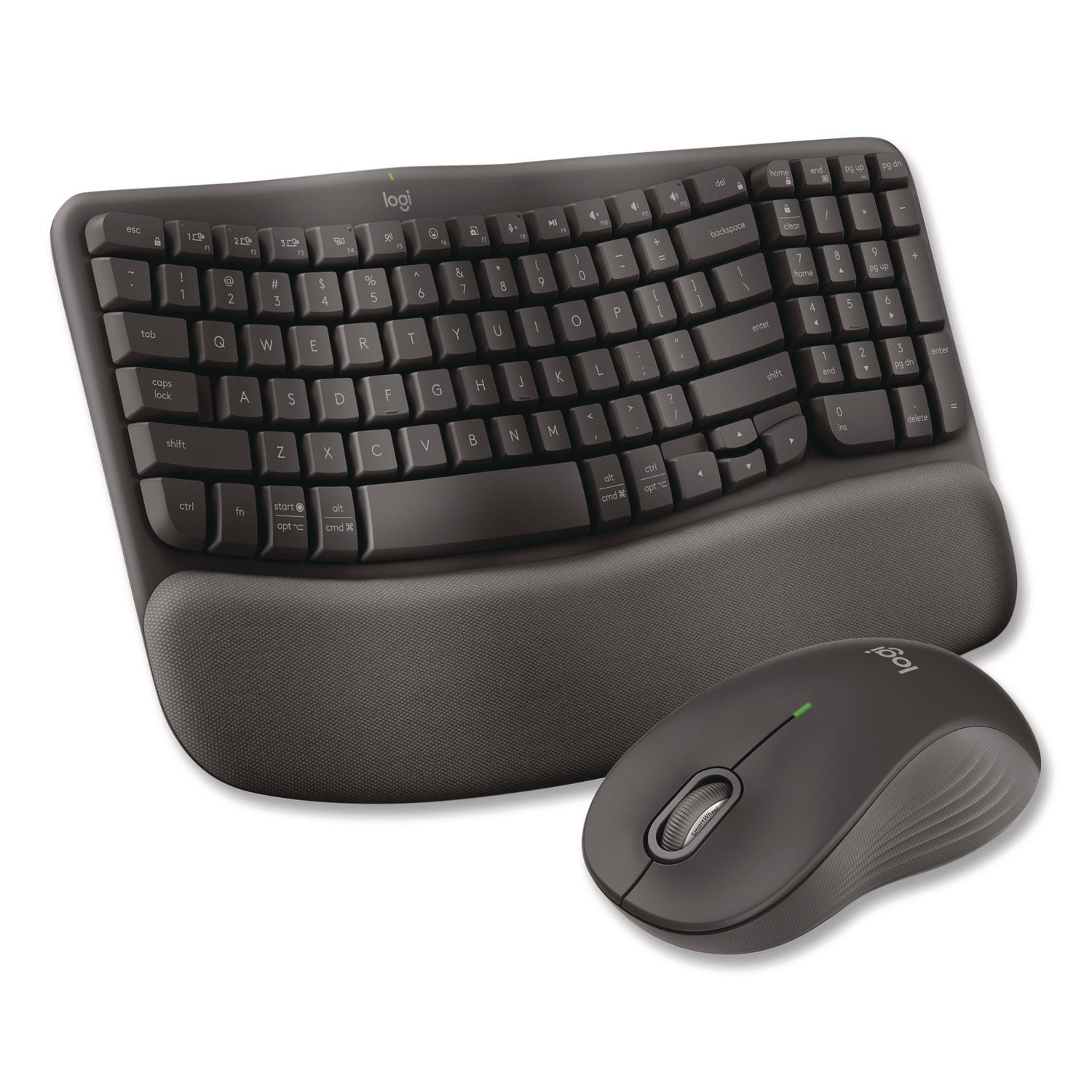Logitech® Wave MK670 Wireless Ergonomic Keyboard and Signature M550L Mouse Combo, 2.4 GHz, Frequency/33 ft Wireless Range, Graphite