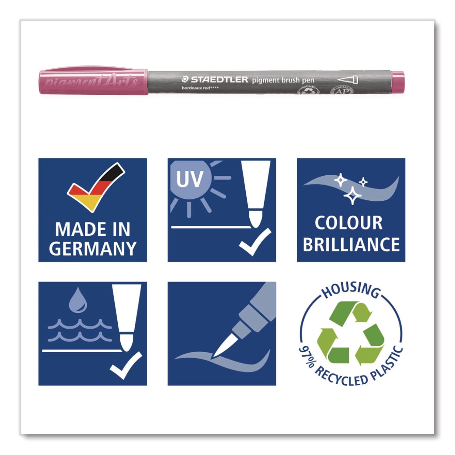 Staedtler® Pigment Brush Pen Set, Medium Firm, Assorted Pastel Colors, 12/Pack