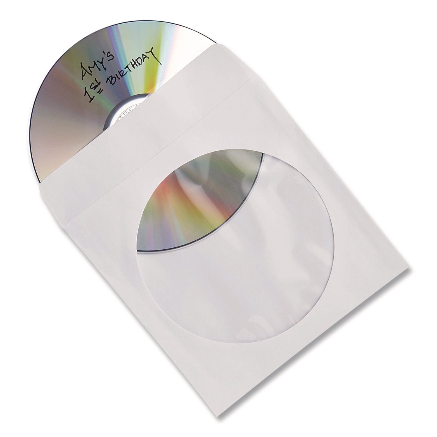 Verbatim® CD/DVD Sleeves, 1 Disc Capacity, Clear/White, 50/Box