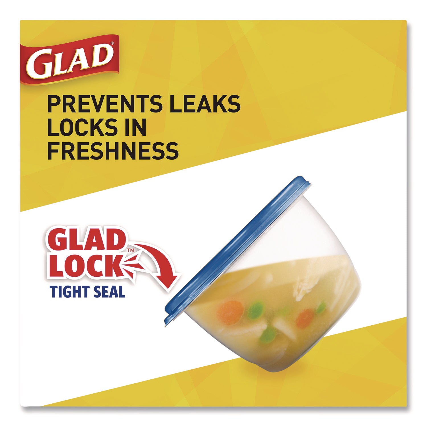 Glad® To Go Lunch Containers, 2 Compartments, 32 oz, Plastic, 4/Pack
