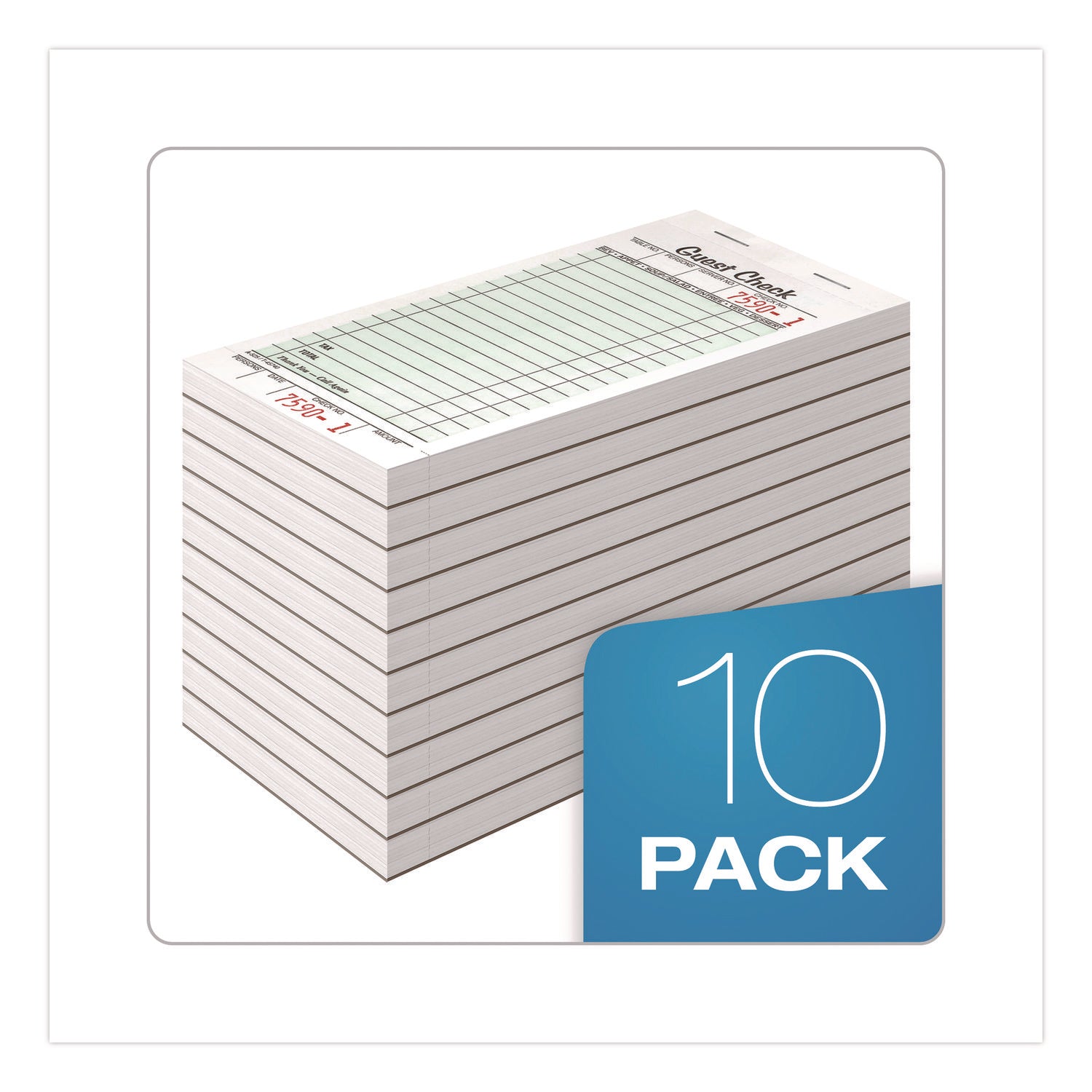 Adams® One-Part Guest Check Pad with Perforated Stub, One-Part (No Copies), 3.4 x 6.25, 50 Forms/Pad, 10 Pads/Pack