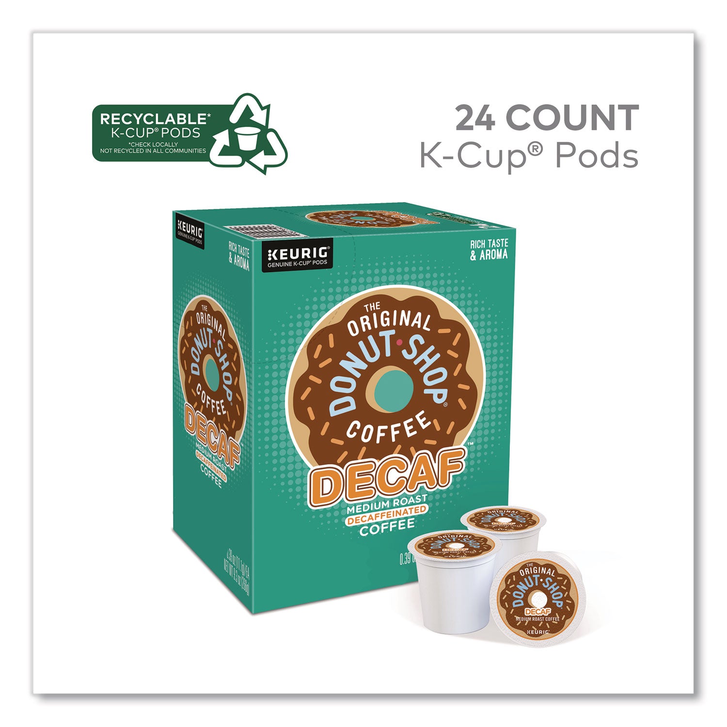 The Original Donut Shop® Decaf Coffee K-Cups, 0.39 oz, 22/Box