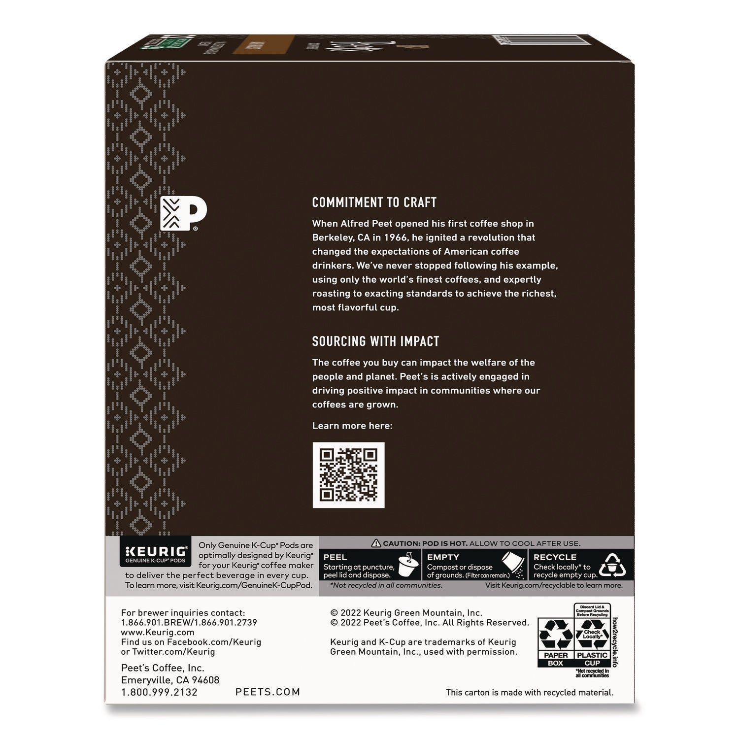Peet's Coffee & Tea® Major Dickason's Blend K-Cups, 0.44 oz, 88/Carton