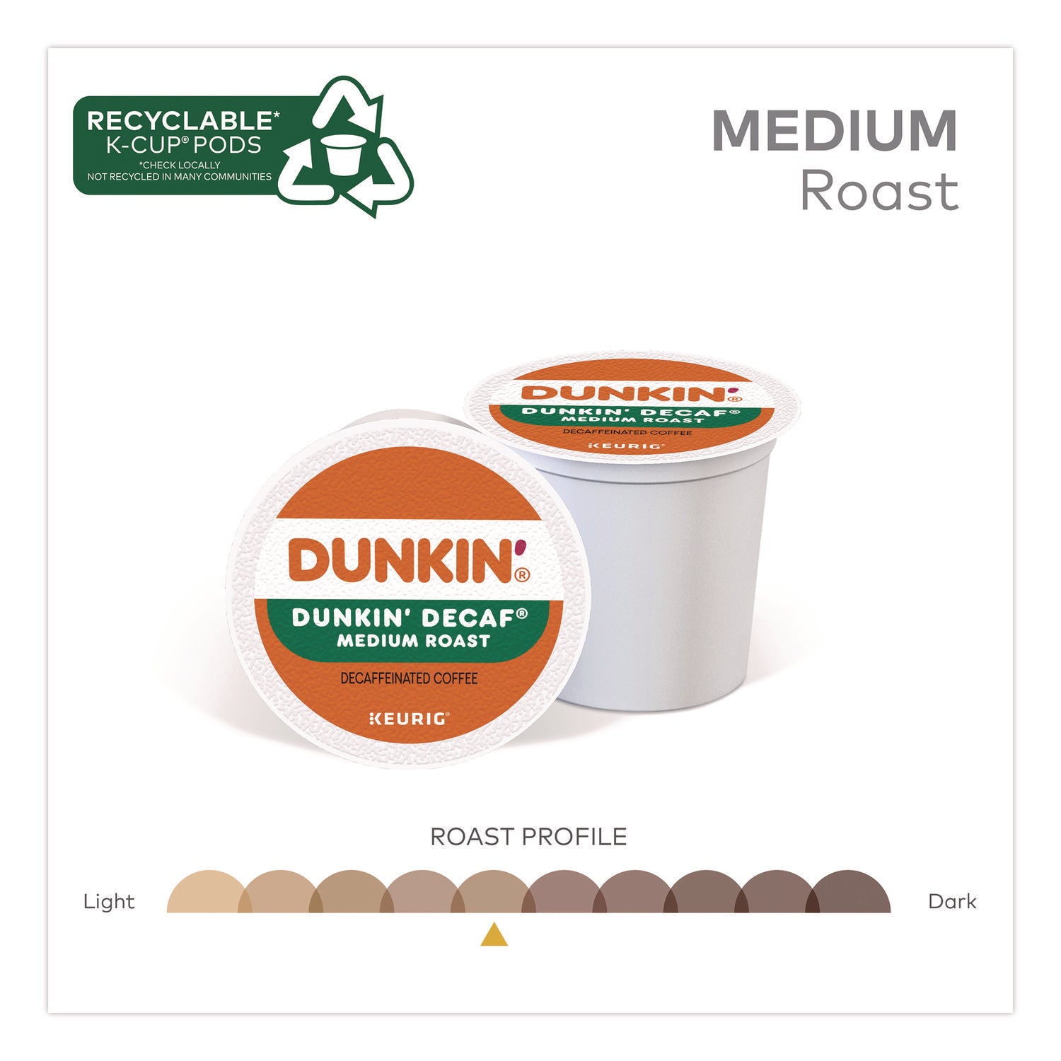 Dunkin'® K-Cups, Dunkin' Decaf, 0.37 oz, 22/Box, 4 Boxes/Carton