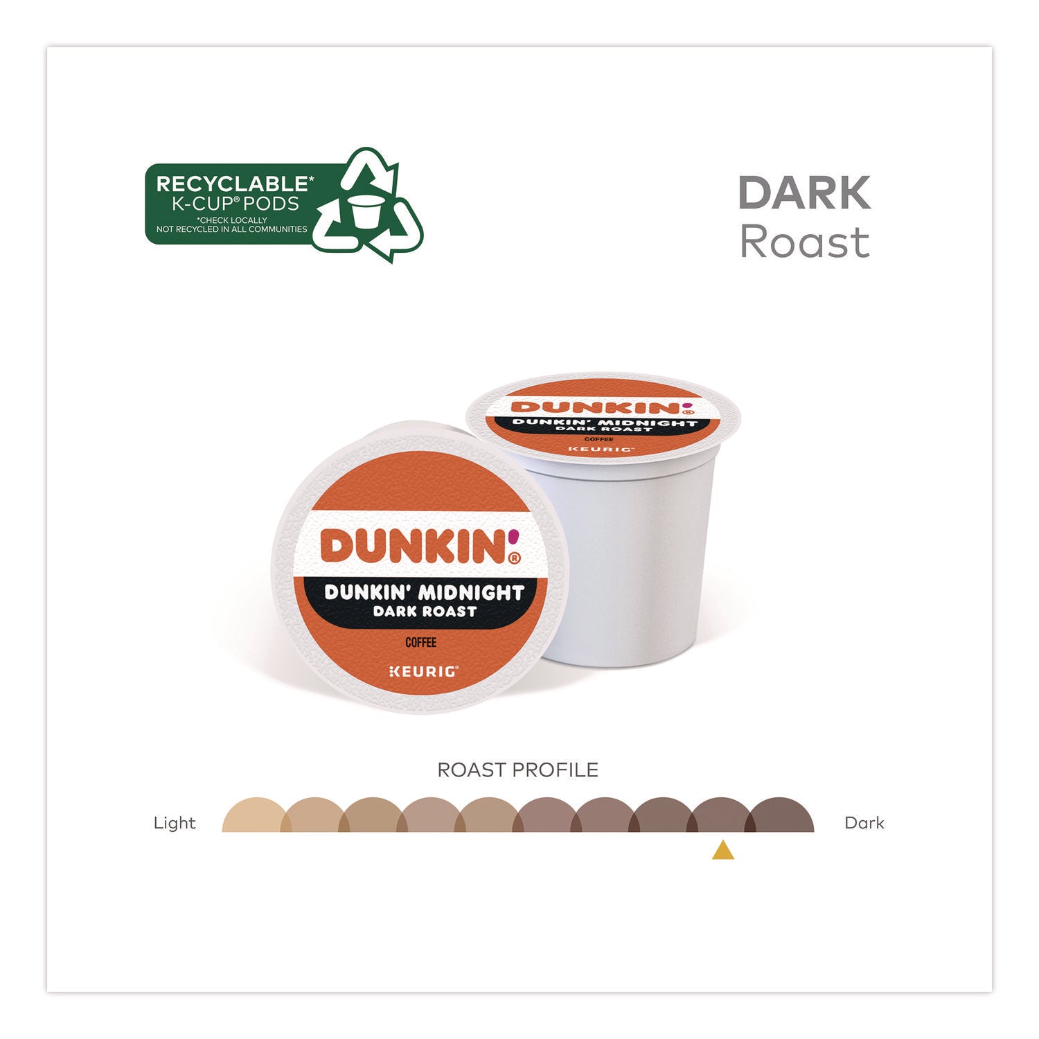 Dunkin'® Midnight Coffee K-Cups, 0.35 oz, 22/Box, 4 Boxes/Carton