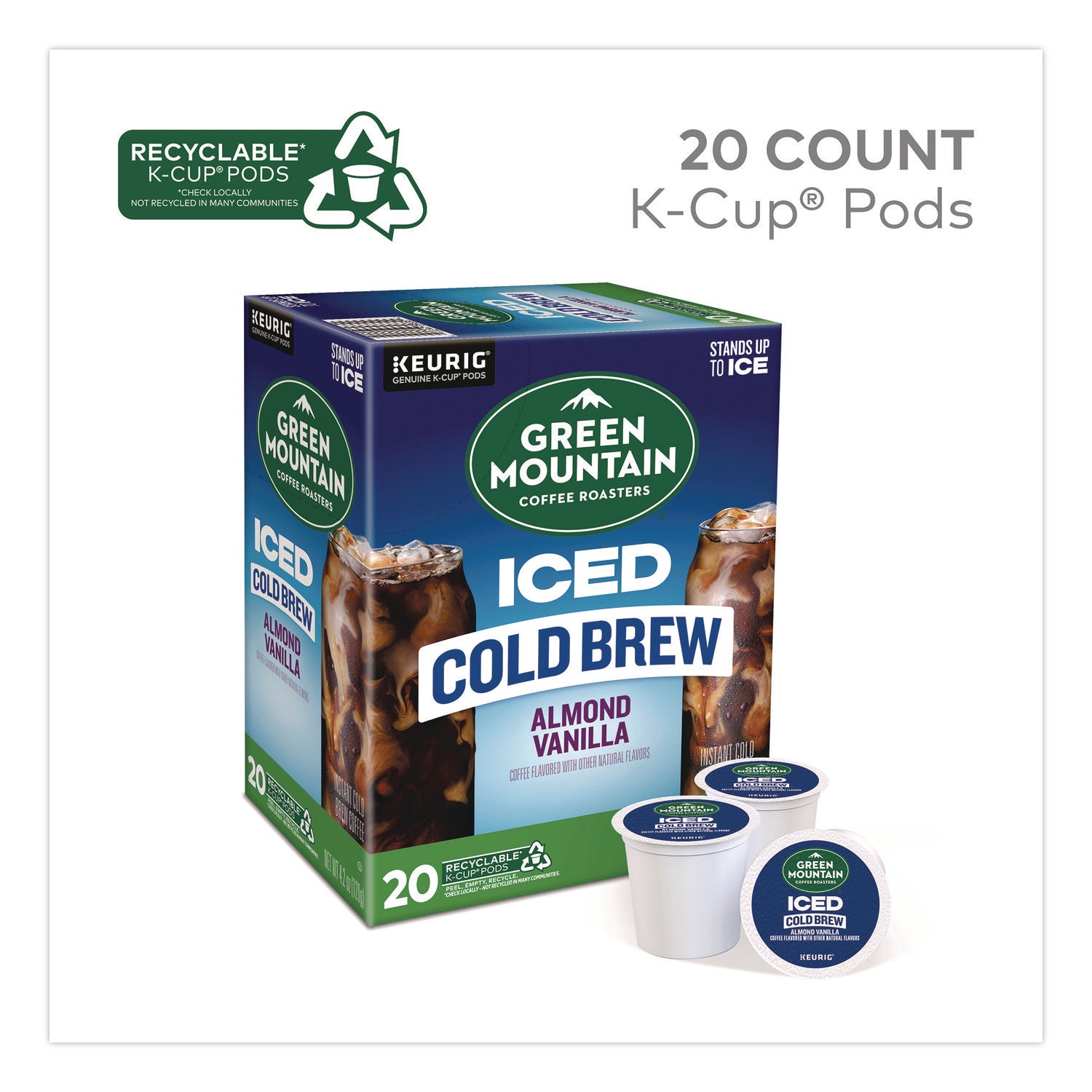 Green Mountain Coffee® Almond Vanilla Brew Over Ice Coffee K-Cups, 0.21 oz, 20/Box