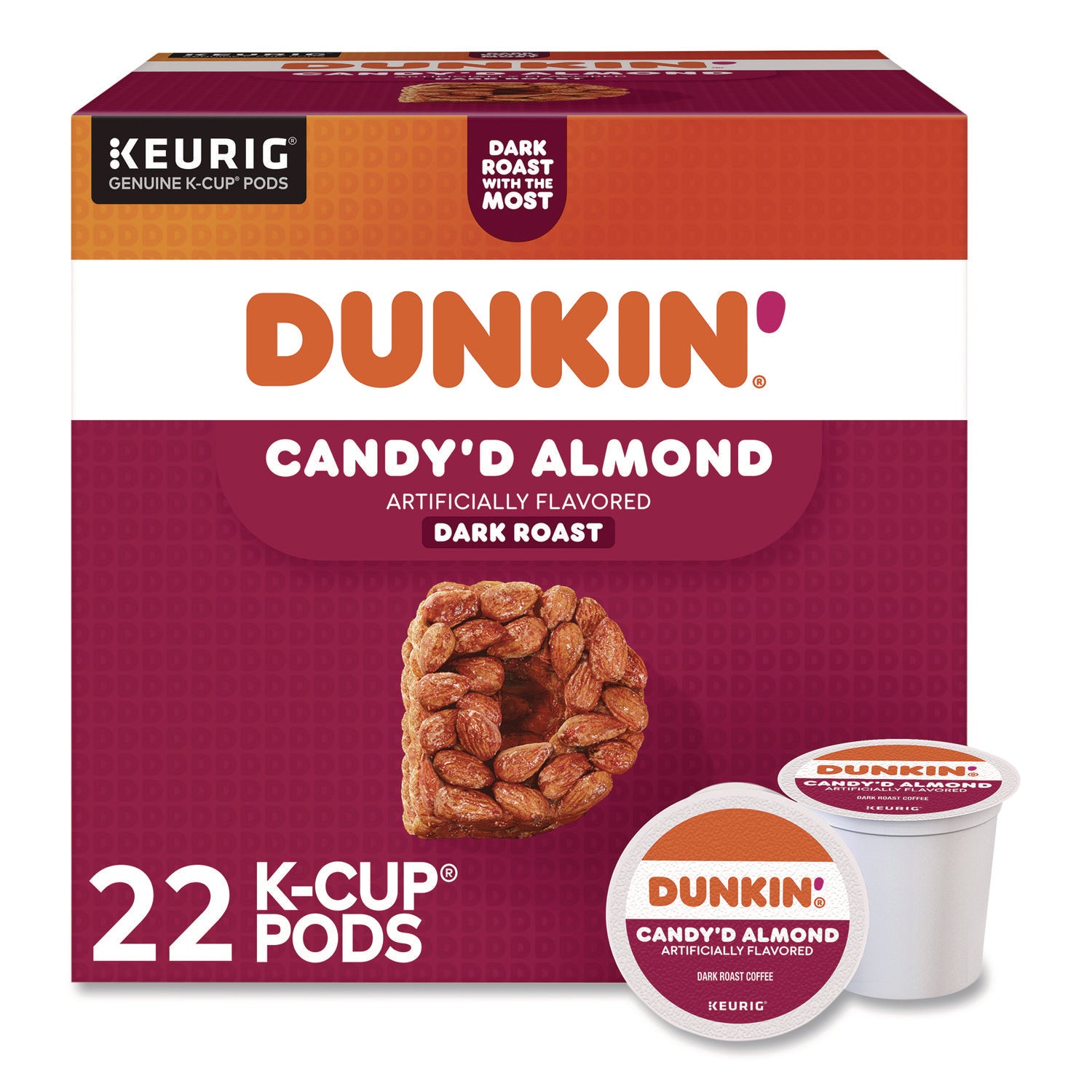 Dunkin'® Candy'd Almond Coffee K-Cups, 0.35 oz, 22/Box
