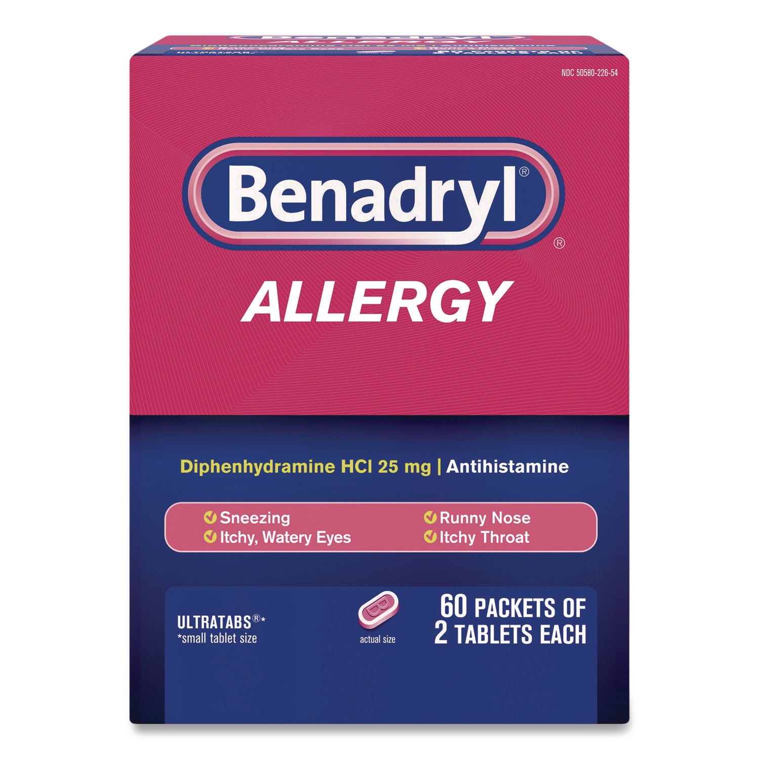 Benadryl® Allergy Ultratabs Tablets, Two-Pack, 60 Packs/Box