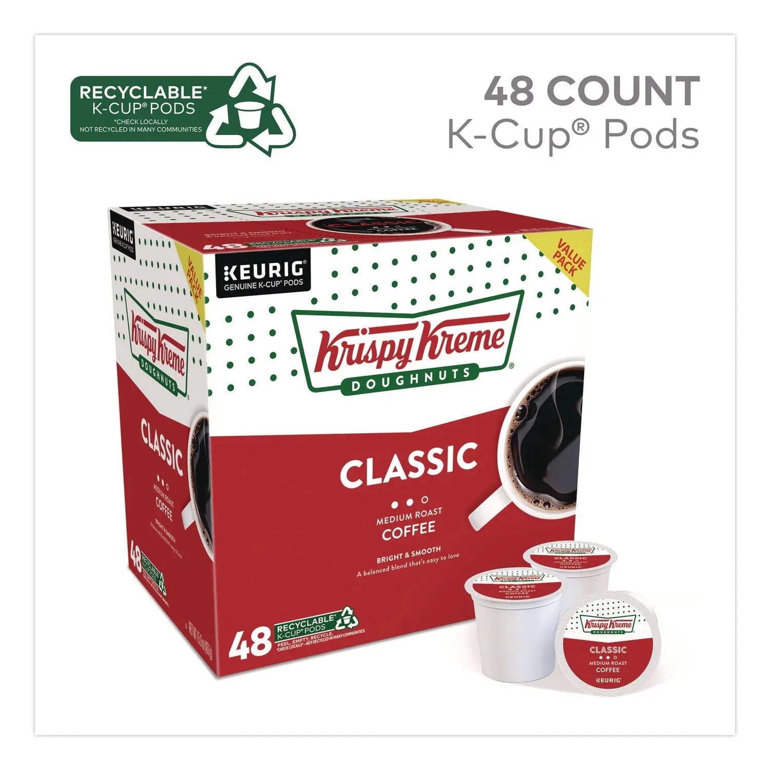 Krispy Kreme Doughnuts® Classic Coffee K-Cups, Medium Roast, 0.33 oz, 48/Box Krispy Kreme Doughnuts® Flipcost