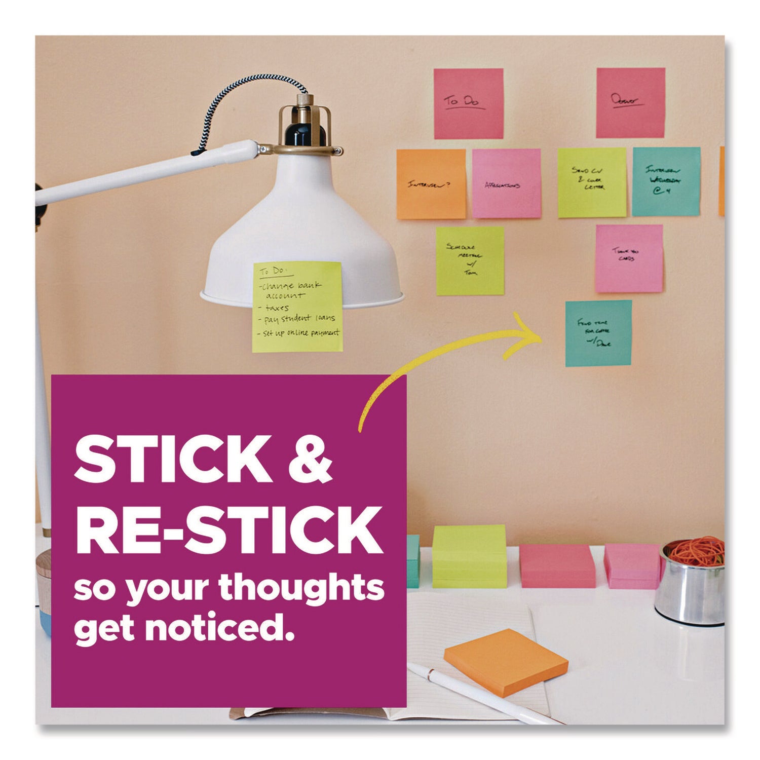 Post-it® Notes Super Sticky Super Sticky Notes, 3 x 3, Mulberry, 90 Sheets/Pad, 5 Pads/Pack