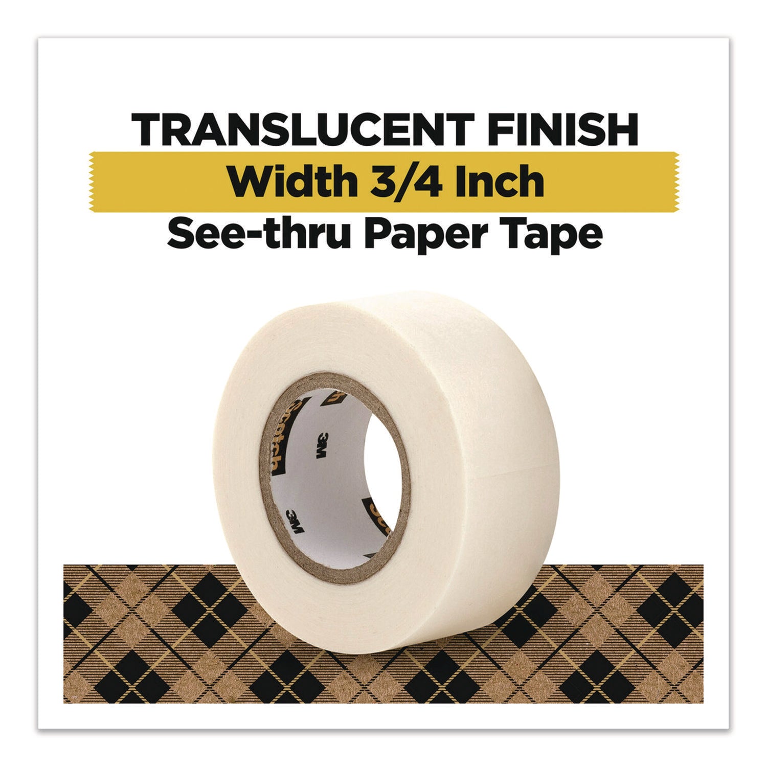 Scotch® Paper Tape, 3/4" x 600", White, 2/Pack