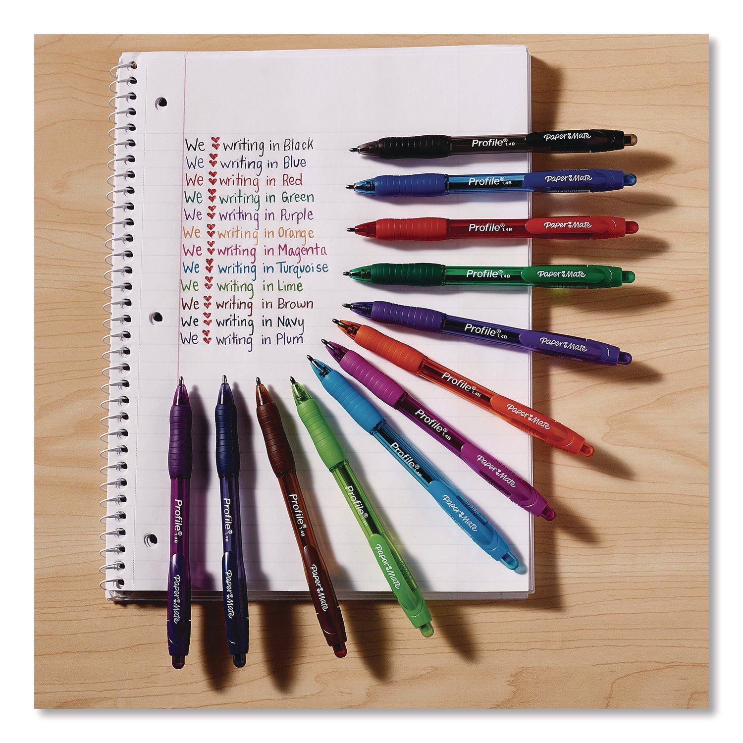 Paper Mate® Profile Ballpoint Pen, Retractable, Bold 1.4 mm, Blue Ink, Translucent Blue Barrel, 4/Pack