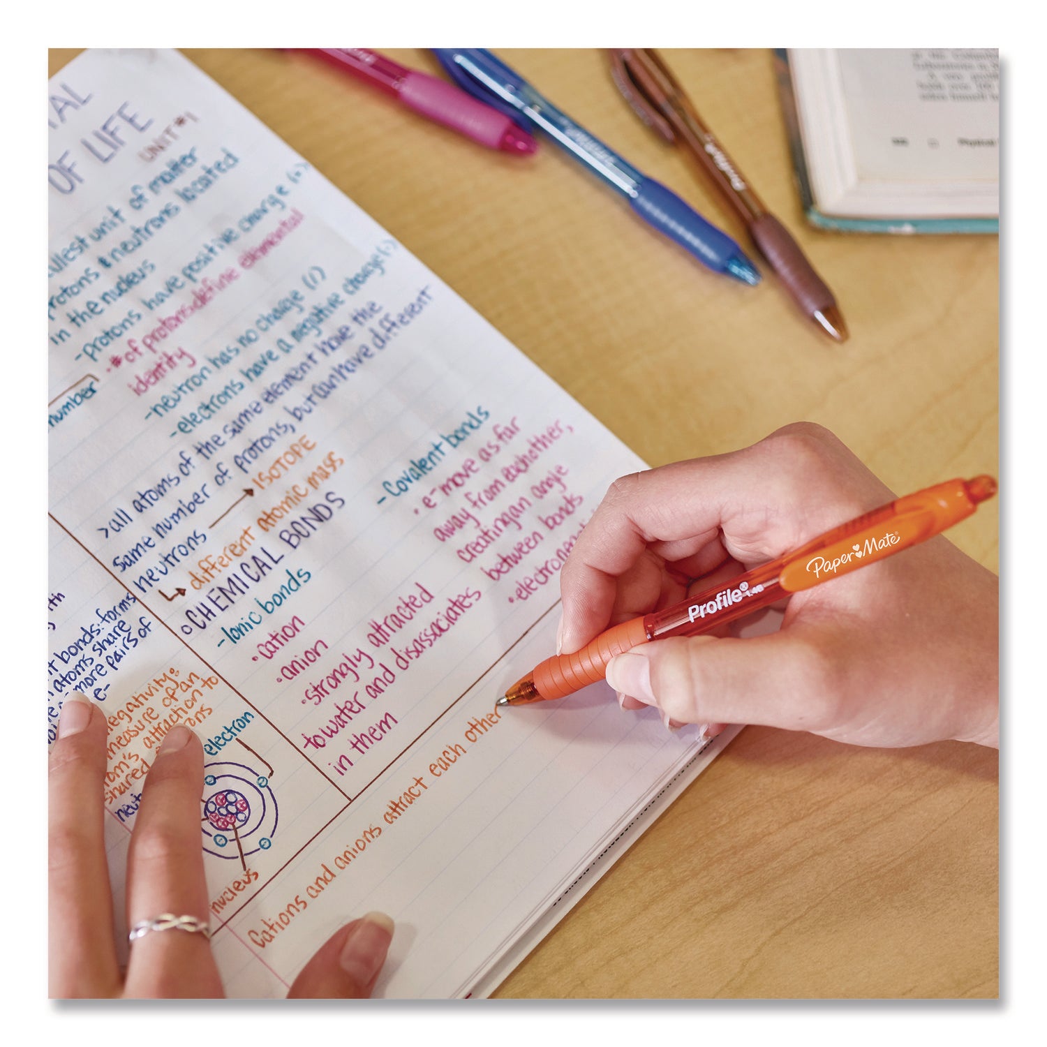 Paper Mate® Profile Ballpoint Pen, Retractable, Bold 1.4 mm, Blue Ink, Translucent Blue Barrel, 4/Pack