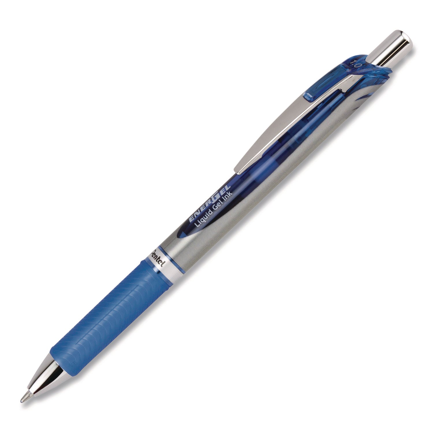 Pentel® EnerGel RTX Gel Pen, Retractable, Bold 1 mm, Blue Ink, Blue/Gray Barrel, Dozen