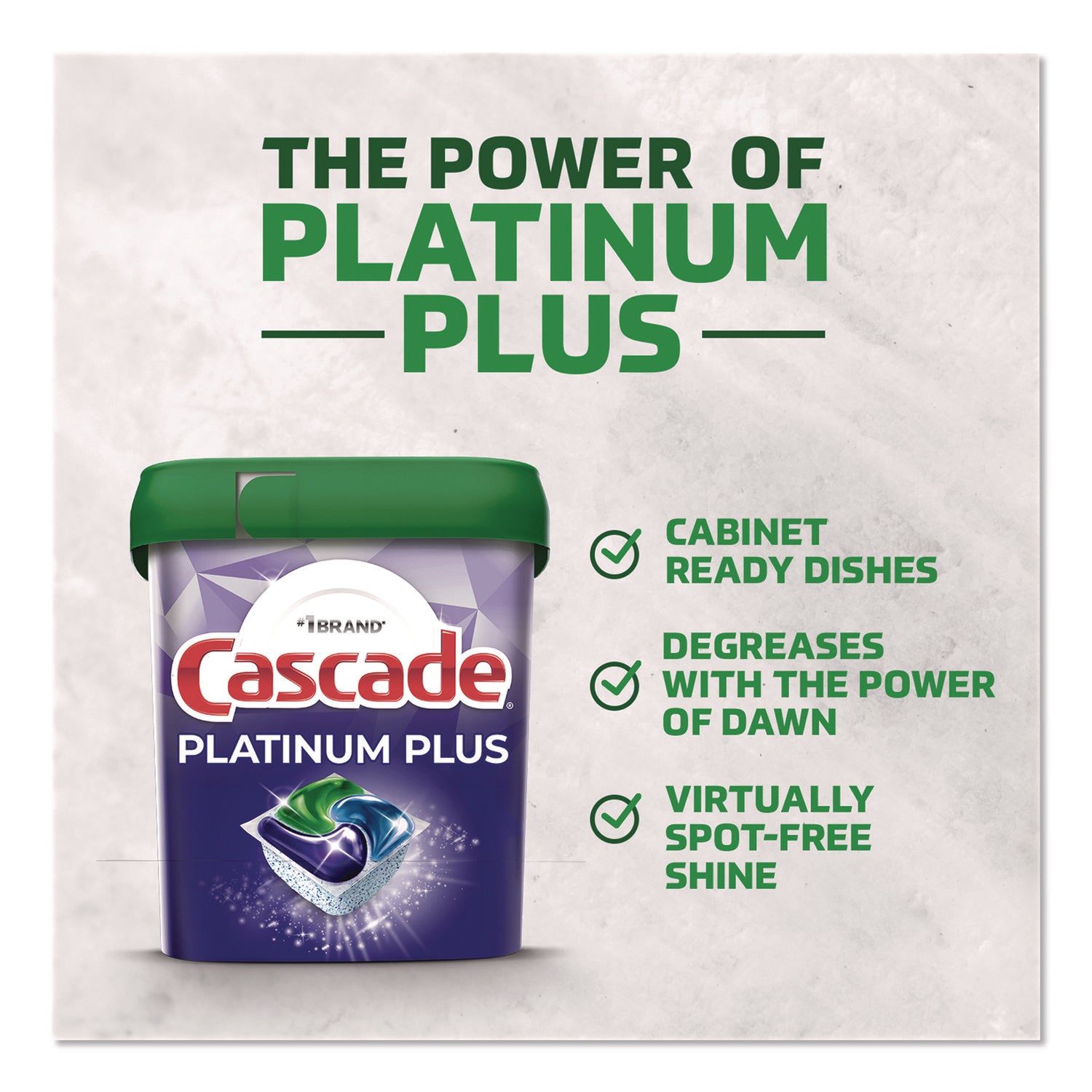 Cascade® Platinum Plus ActionPacs Dishwasher Detergent Pods, Fresh Scent, 28.4 oz Tub, 52/Pack