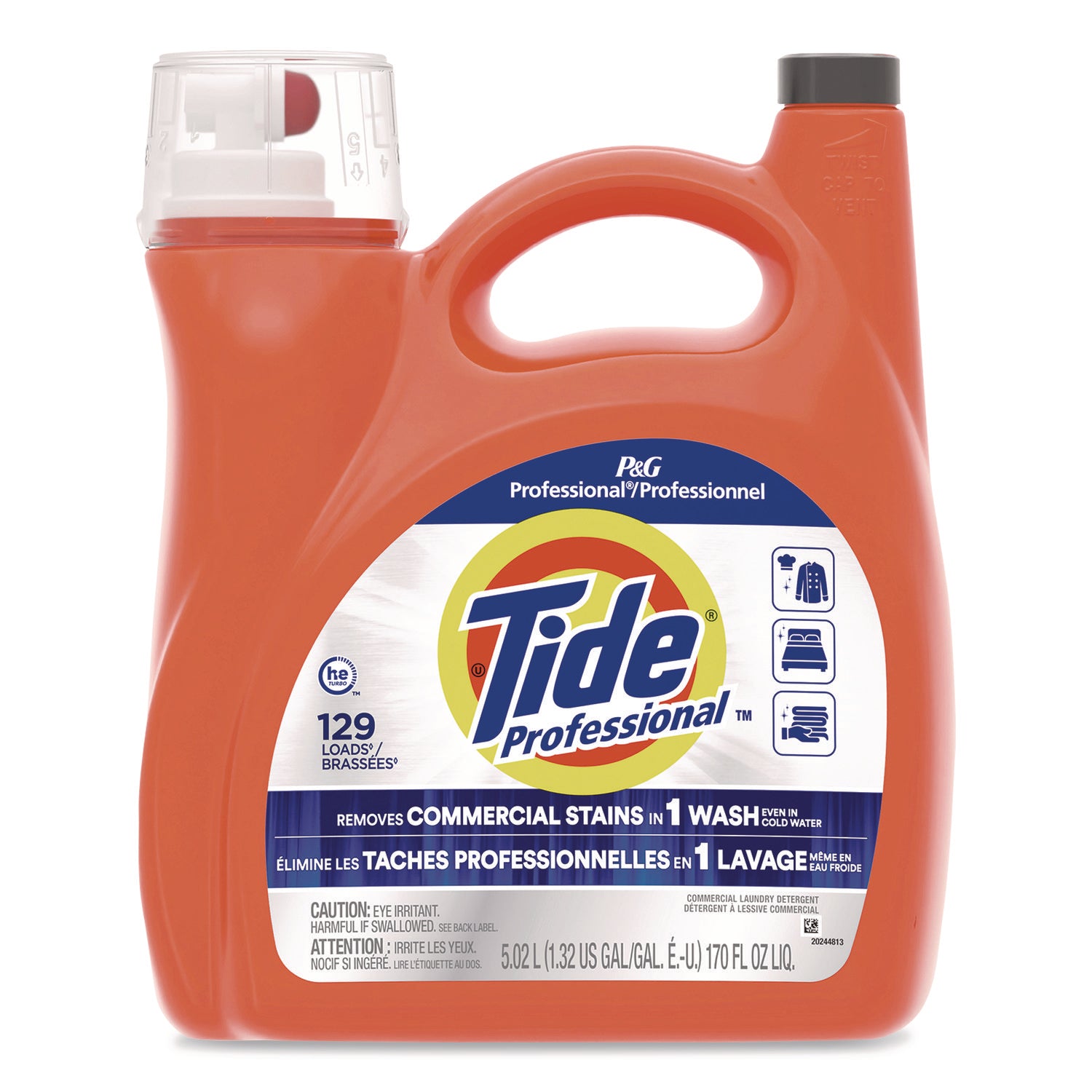 Tide® Professional™ Commercial HE Liquid Laundry Detergent, 129 Loads, 170 oz Plastic Bottle with Dispensing Tap