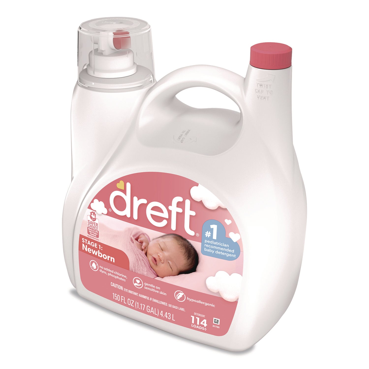Dreft® Ultra Laundry Detergent, Stage 1: Newborn, 150 oz Plastic Bottle with Dispensing Top
