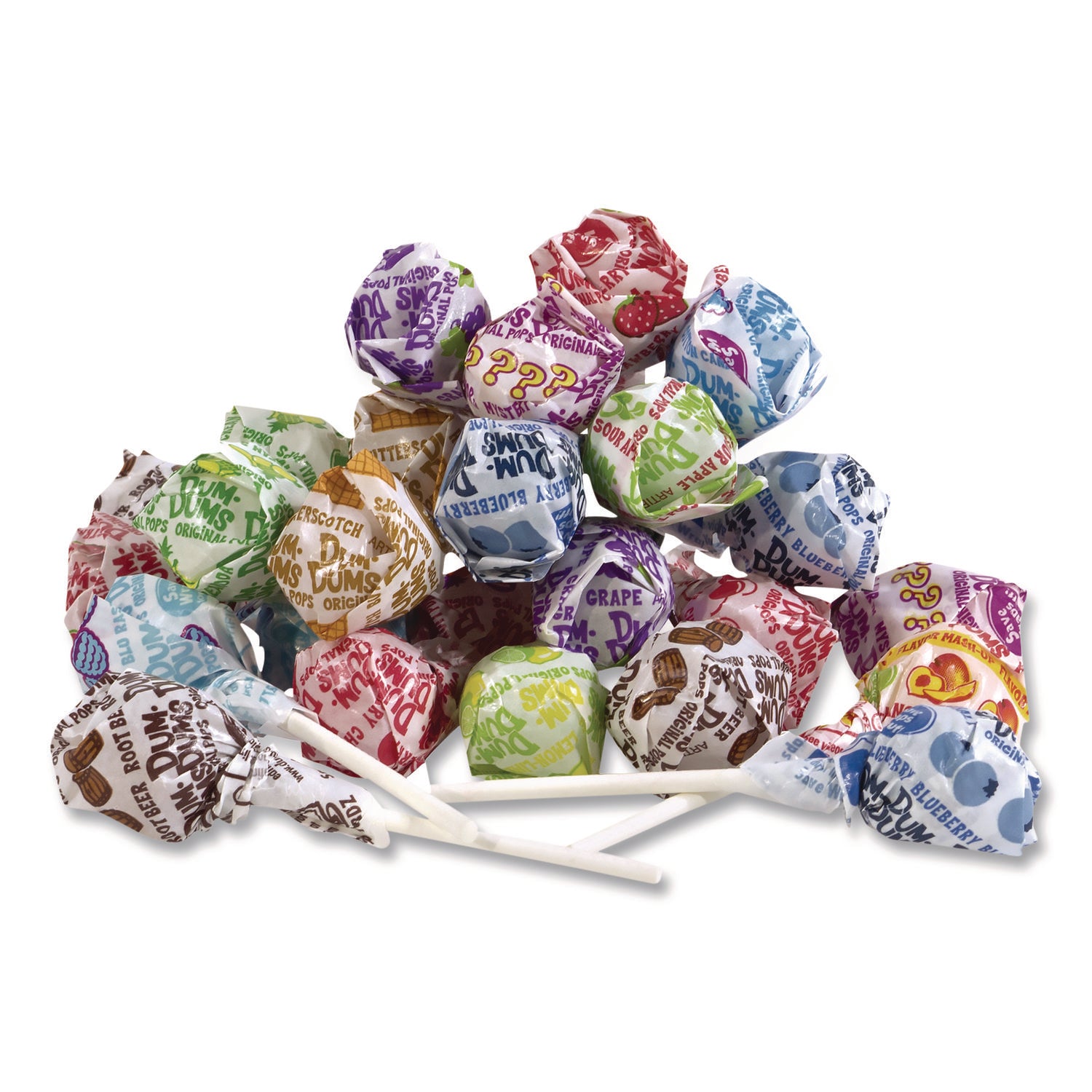 Spangler® Dum-Dum-Pops, Assorted Flavors, Individually Wrapped, 2 lb Bag, 200 Pieces/Bag, 6 Bags/Carton