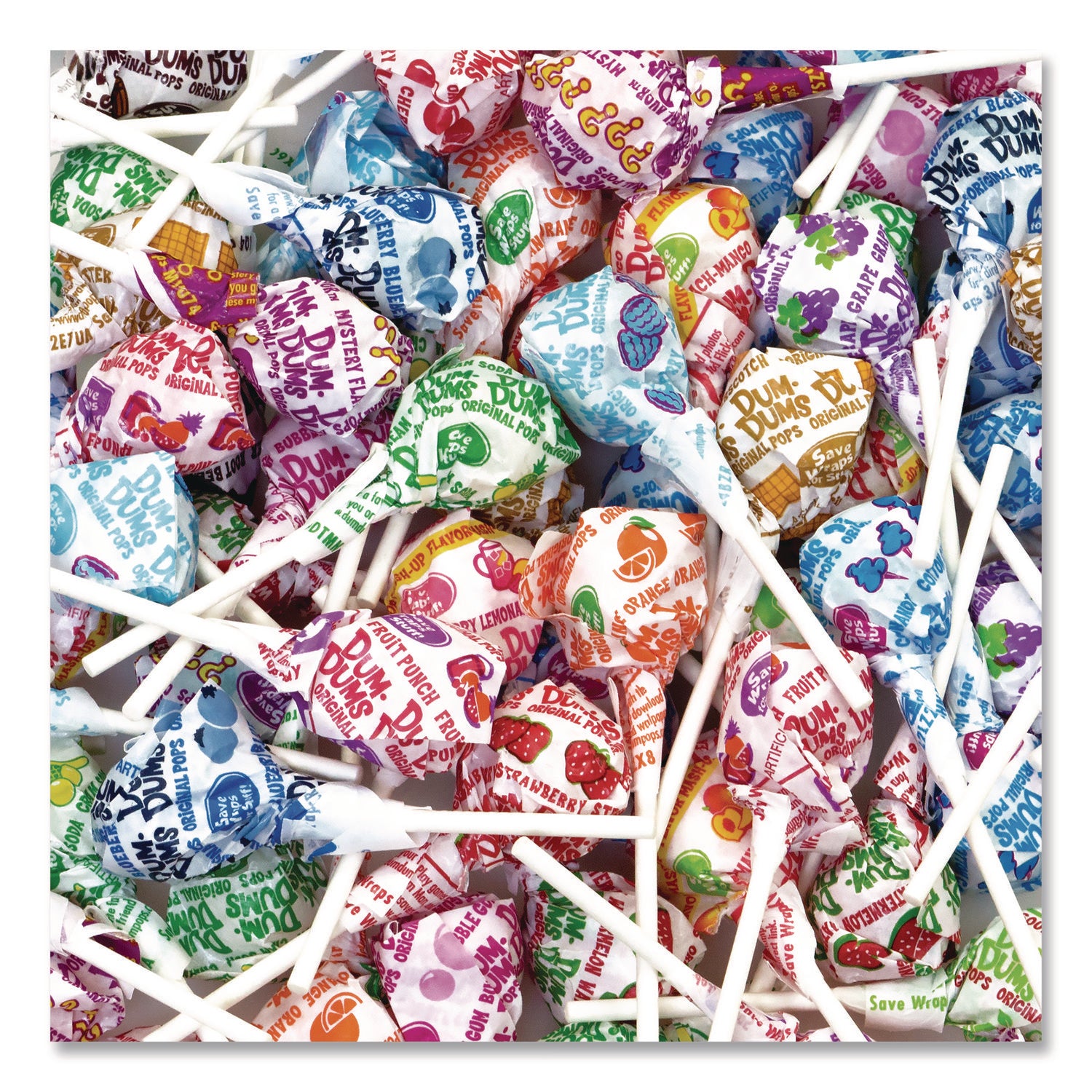 Spangler® Dum-Dum-Pops, Assorted Flavors, Individually Wrapped, 2 lb Bag, 200 Pieces/Bag, 6 Bags/Carton