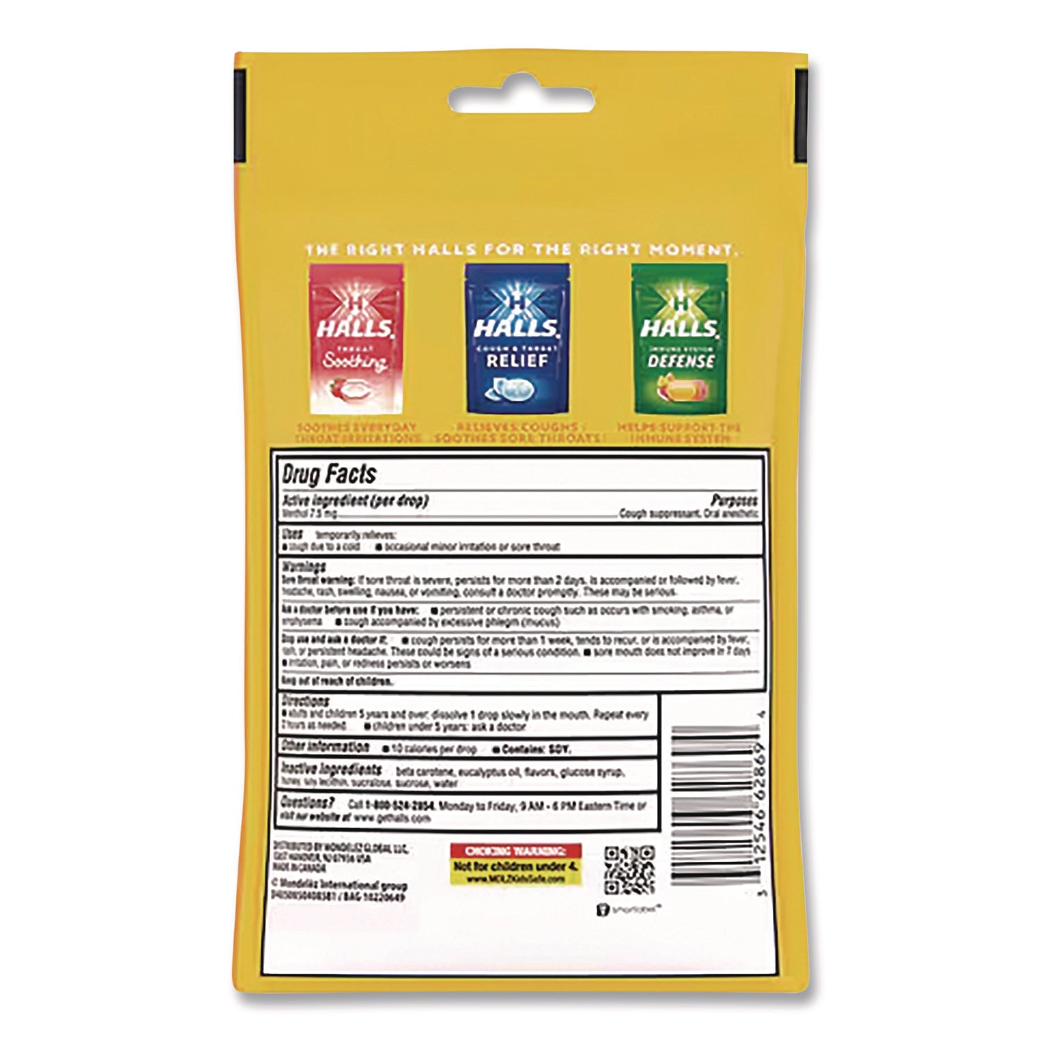 HALLS Relief Menthol cough Suppressant - Oral Anesthetic, Honey Lemon, 30/Pack