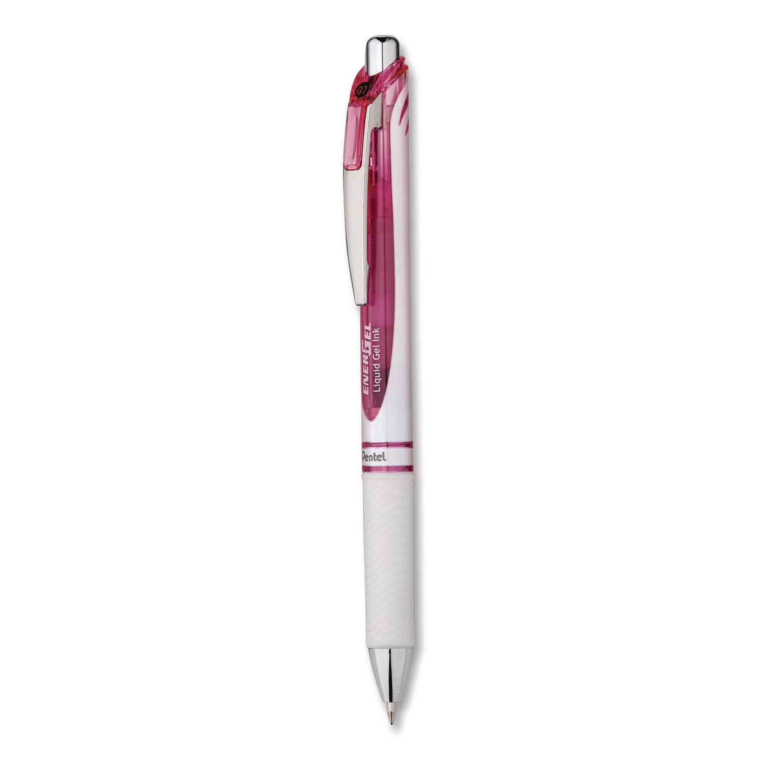 Pentel® EnerGel RTX Deluxe Gel Pen, Retractable, Medium 0.7 mm, Black Ink, Pearl/Translucent Pink Barrel, Dozen