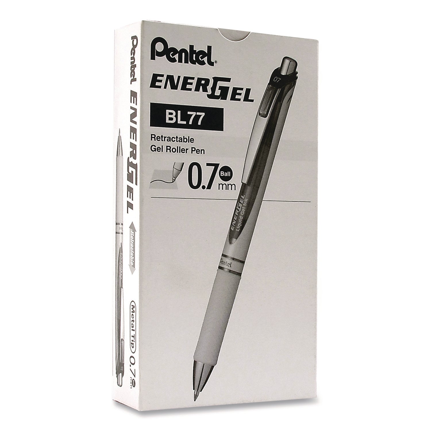 Pentel® EnerGel RTX Deluxe Gel Pen, Retractable, Medium 0.7 mm, Black Ink, Pearl/Translucent Pink Barrel, Dozen