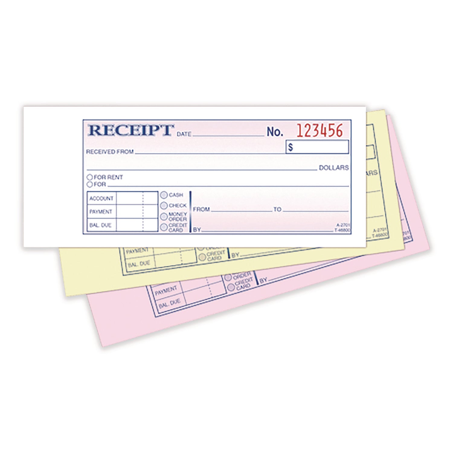 Adams® Multipart Money/Rent Receipt Book, Three-Part Carbonless, 6.69 x 2.75, 50 Receipts/Book, 3 Books/Pack