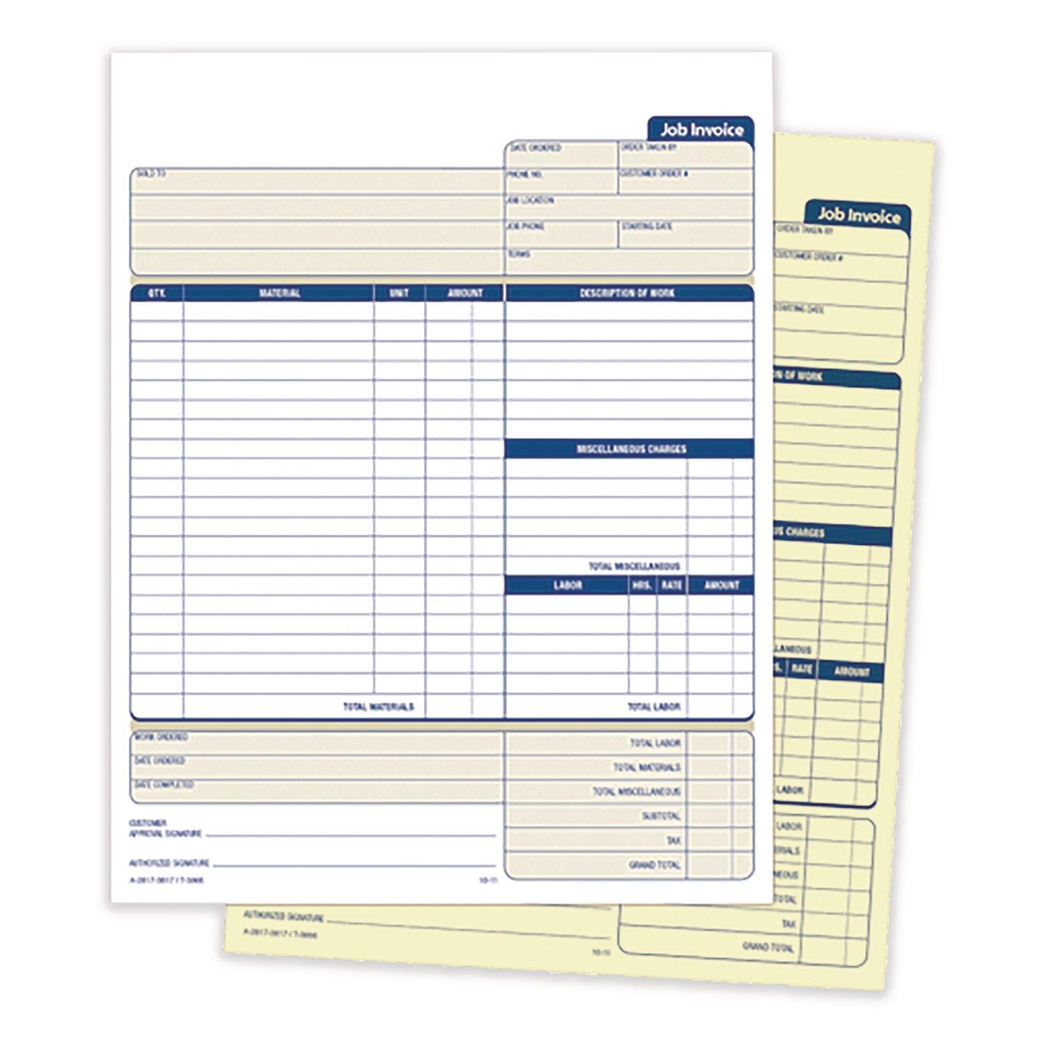 Adams® Multipart Job Invoice Forms, Two-Part Carbonless, 8.5 x 10.94, 100 Forms Total