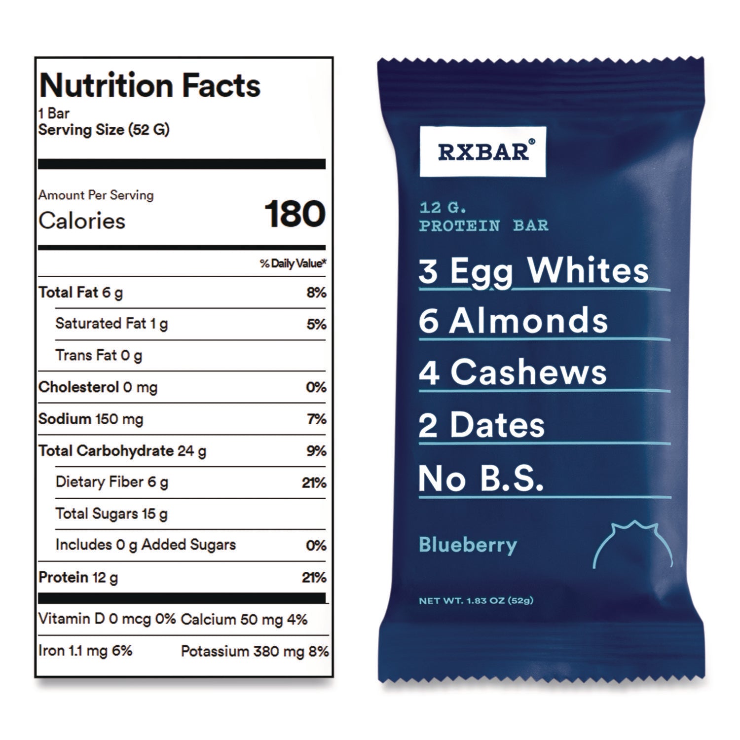 RXBAR® Adult Bars, Blueberry, 1.83 oz Bar, 12/Box