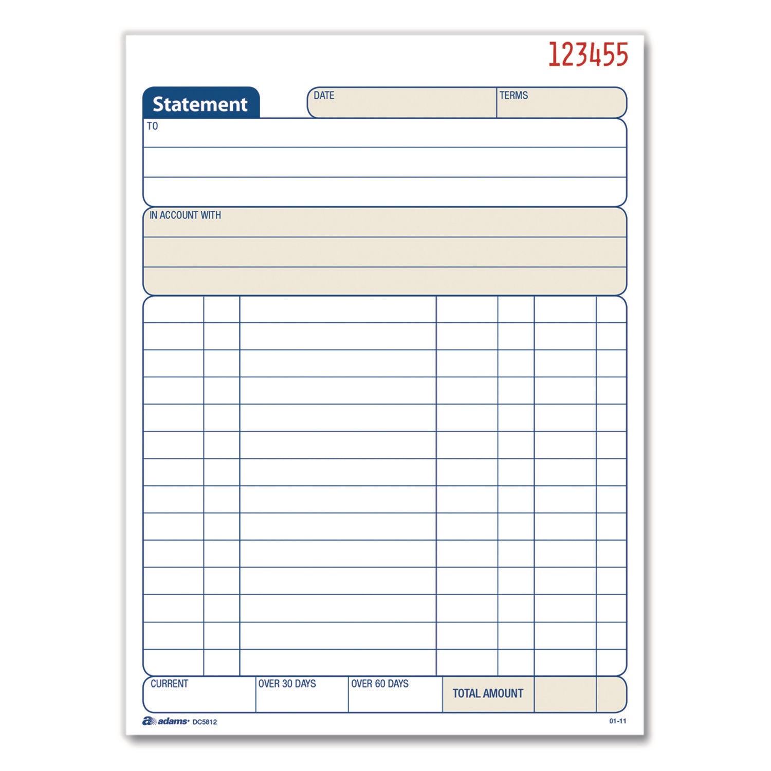 Adams® Multipart Statement Pad, Two-Part Carbonless, 5.56 x 7.94, 50 Sets/Pad, 3 Pads/PK