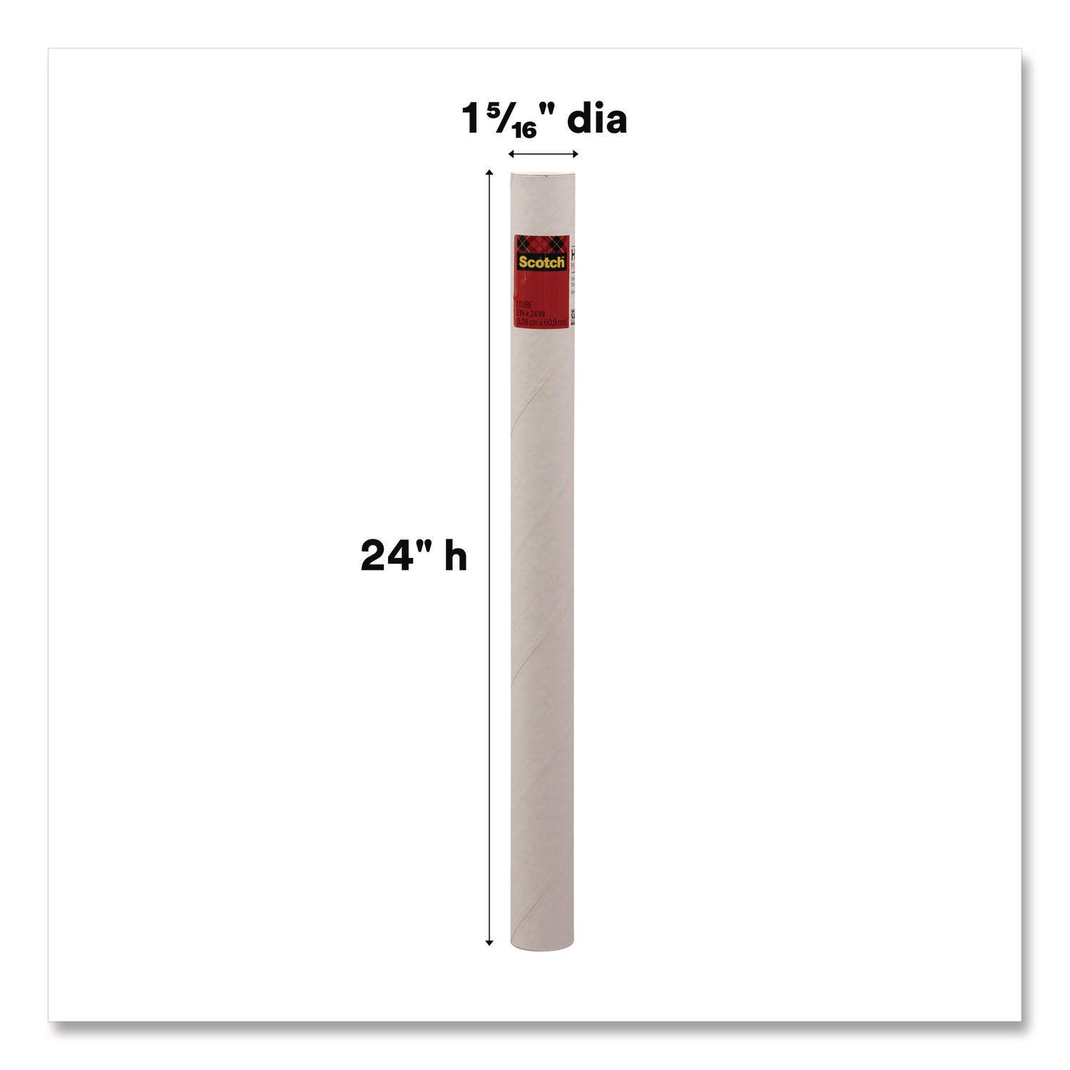Scotch™ Mailing Tube, 24" Long, 2" Diameter, White, 12/Carton