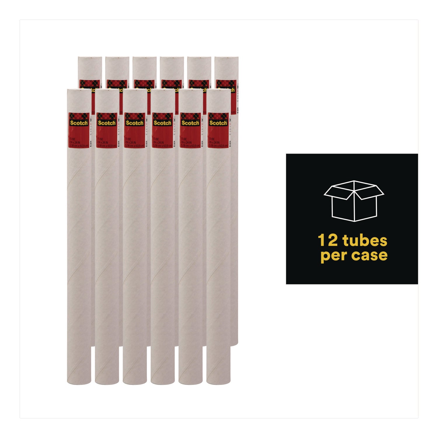 Scotch™ Mailing Tube, 24" Long, 2" Diameter, White, 12/Carton