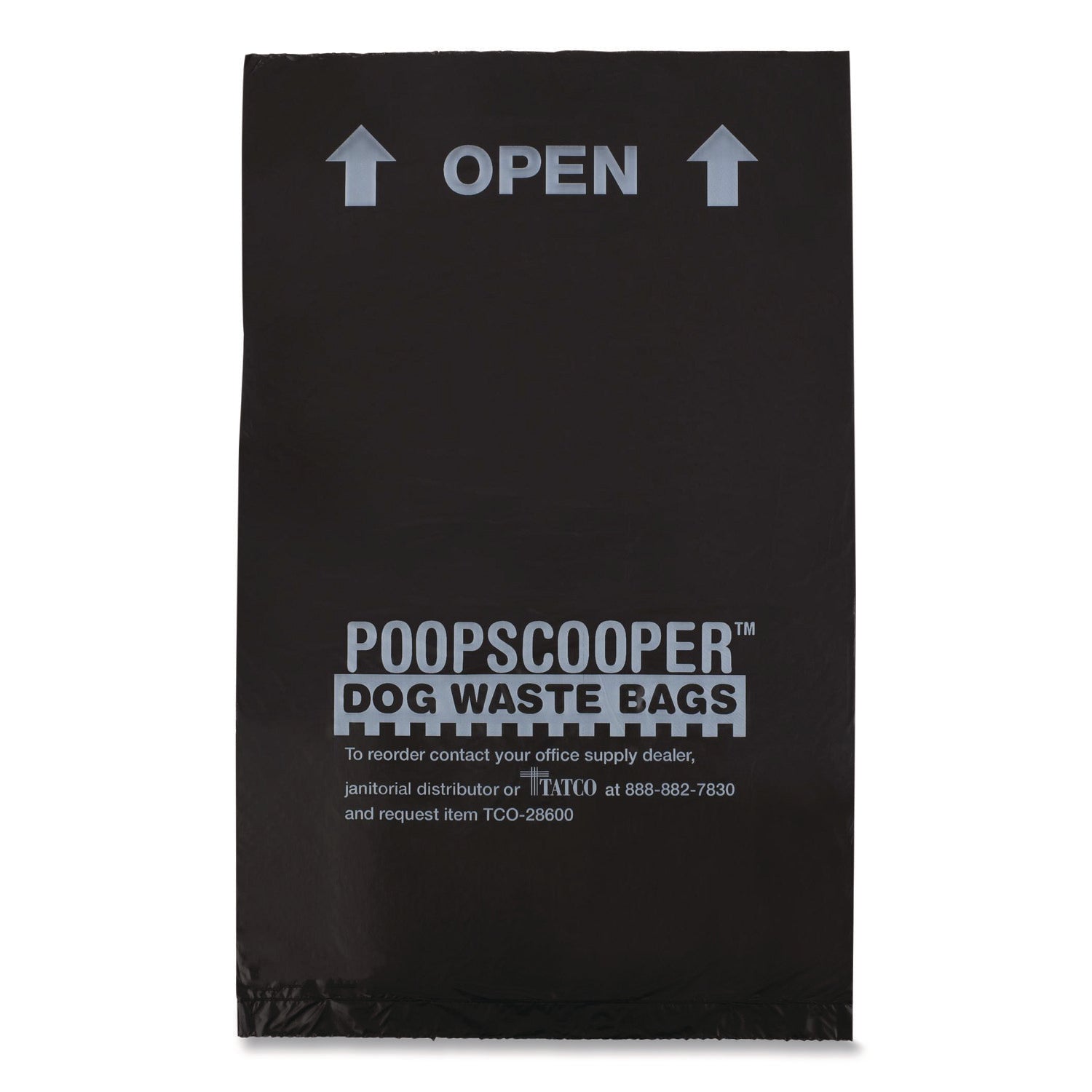 Tatco Dog Waste Bags, Open-Face, 0.5 gal, 8" x 13", Black, Perforated Roll, 200 Bags/Roll, 10 Rolls/Carton