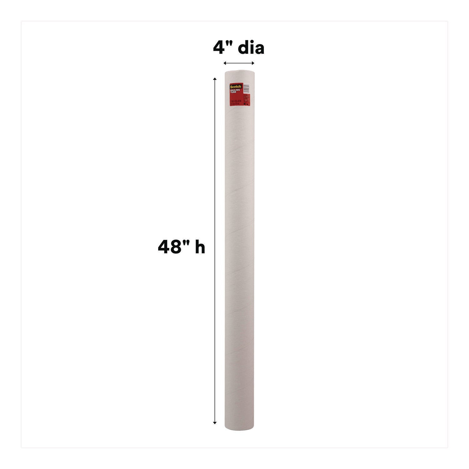 Scotch™ Mailing Tube, 48" Long, 4" Diameter, White, 12/Carton